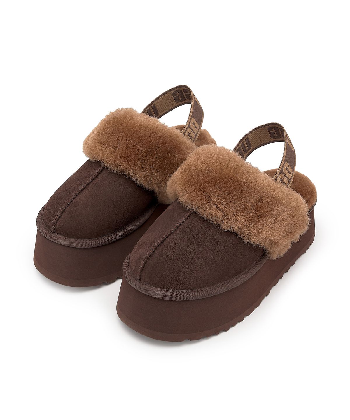 어그(UGG) [for women] UGG 로고 밴딩 퍼 카라 플랫폼 샌들 (펀케트)_BURNT CEDAR/1113474BCDR