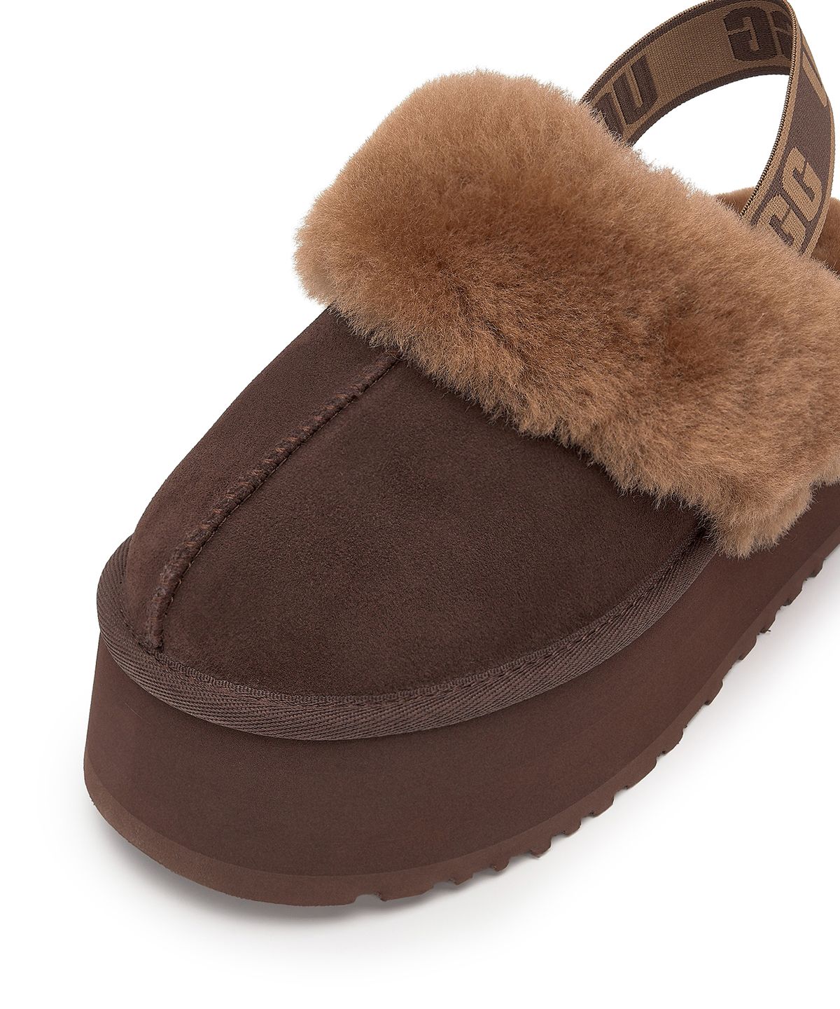 어그(UGG) [for women] UGG 로고 밴딩 퍼 카라 플랫폼 샌들 (펀케트)_BURNT CEDAR/1113474BCDR