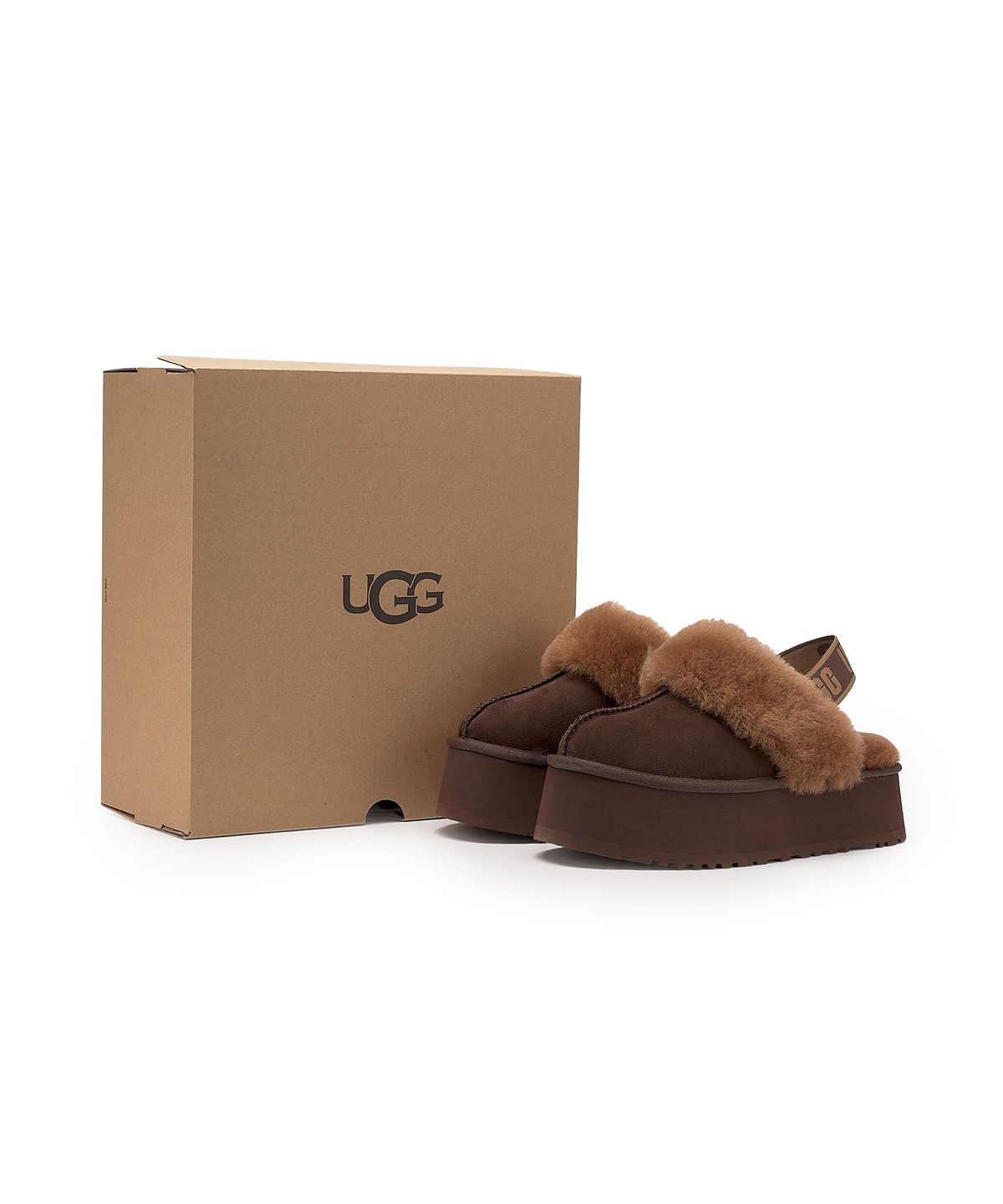 어그(UGG) [for women] UGG 로고 밴딩 퍼 카라 플랫폼 샌들 (펀케트)_BURNT CEDAR/1113474BCDR