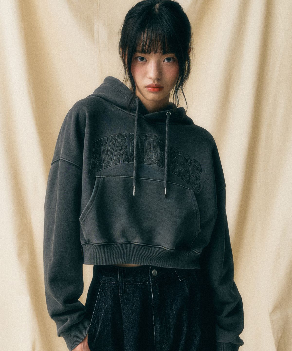어반드레스(AVANDRESS) Pigment Felt Crop Hoody - 3COL