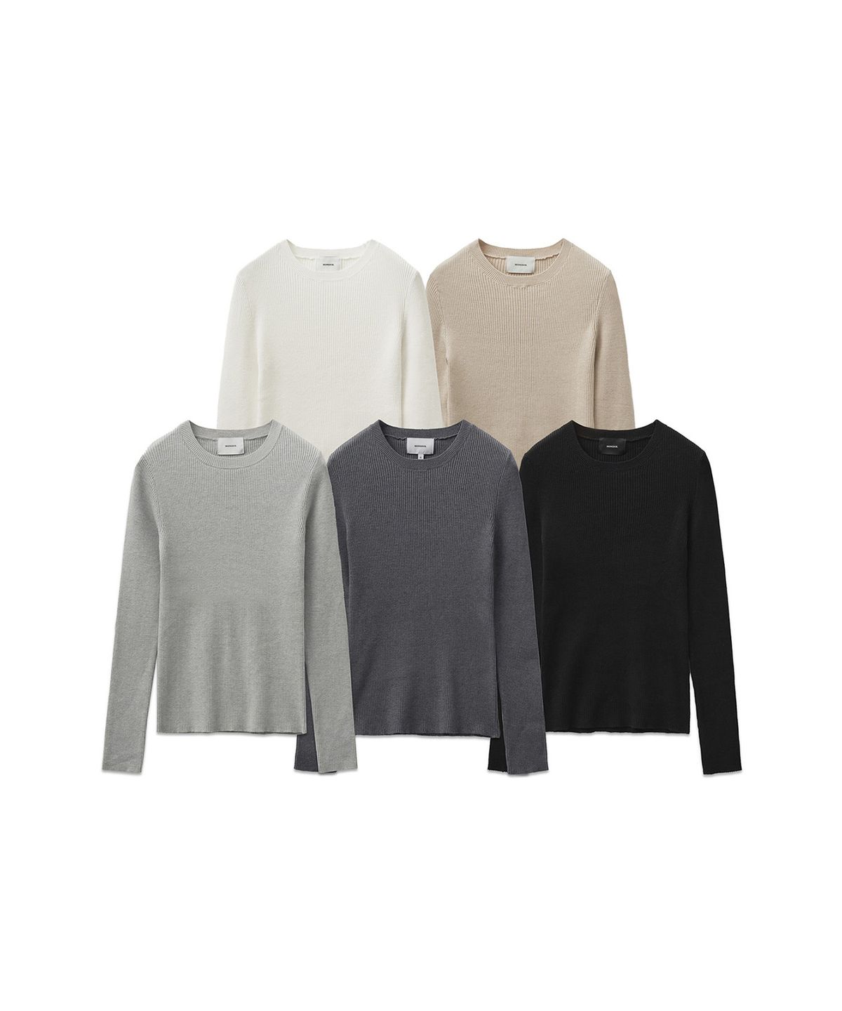 몽돌(MONGDOL) 라운드 넥 골지 니트 MDKT062_5 Colors