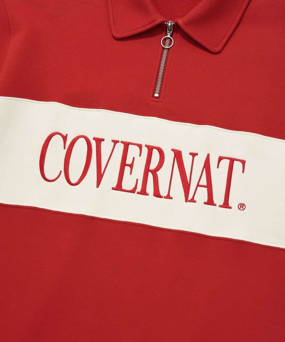 MUSINSA | COVERNAT Block Collar Half Zip-up Sweatshirt Red
