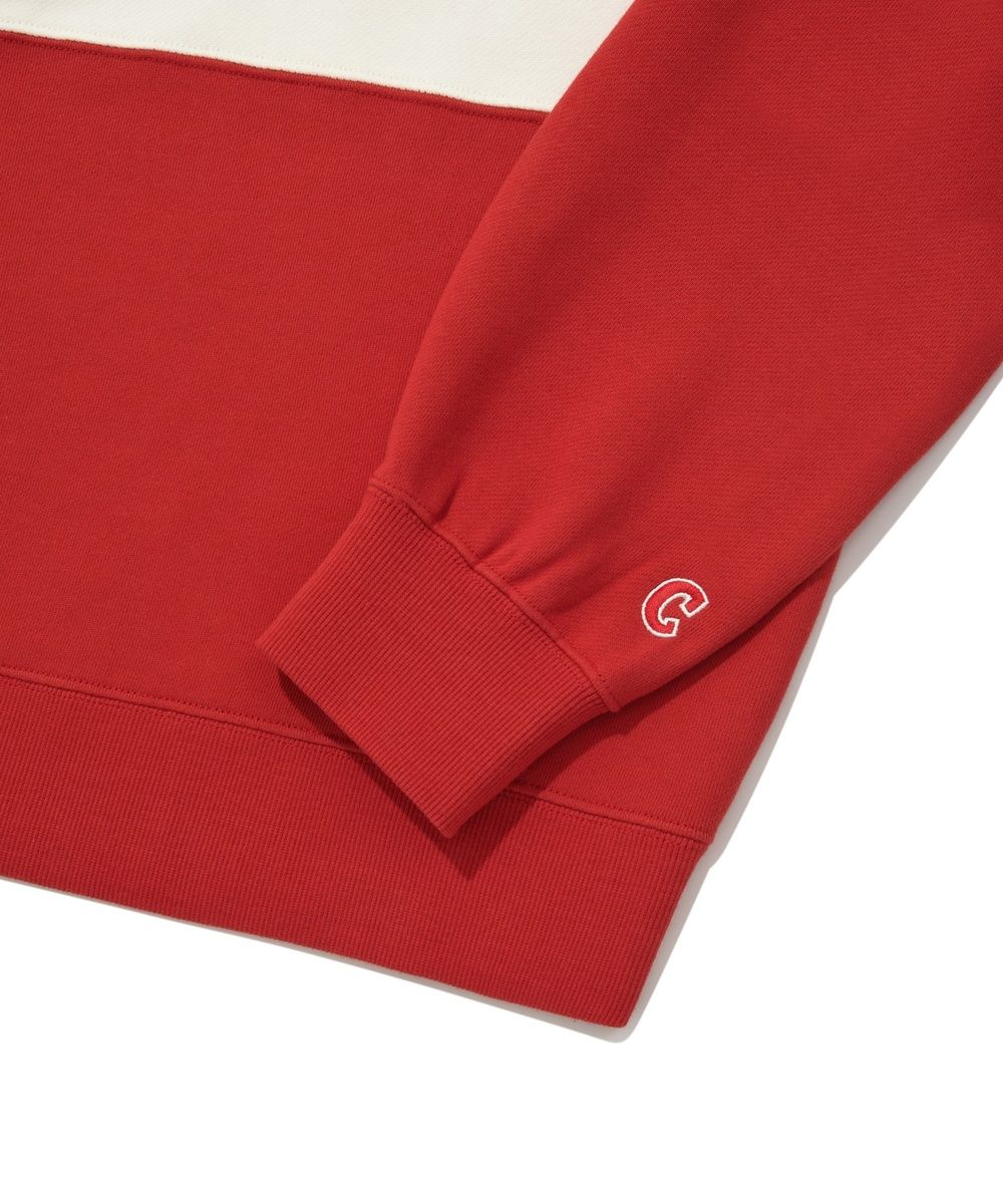 ★人気★【COVERNAT】★BLOCK COLLAR HALF ZIP-UP SWEATSHIR.T★ MUSINSA | COVERNAT Block Collar Half Zip-up Sweatshirt Red