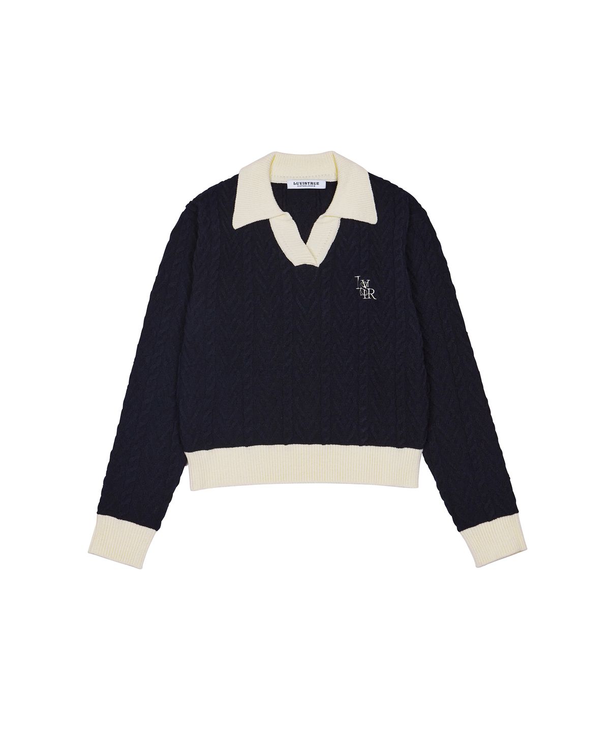 러브이즈트루(LUVISTRUE) CH LOGO COLLAR KNIT(NAVY)