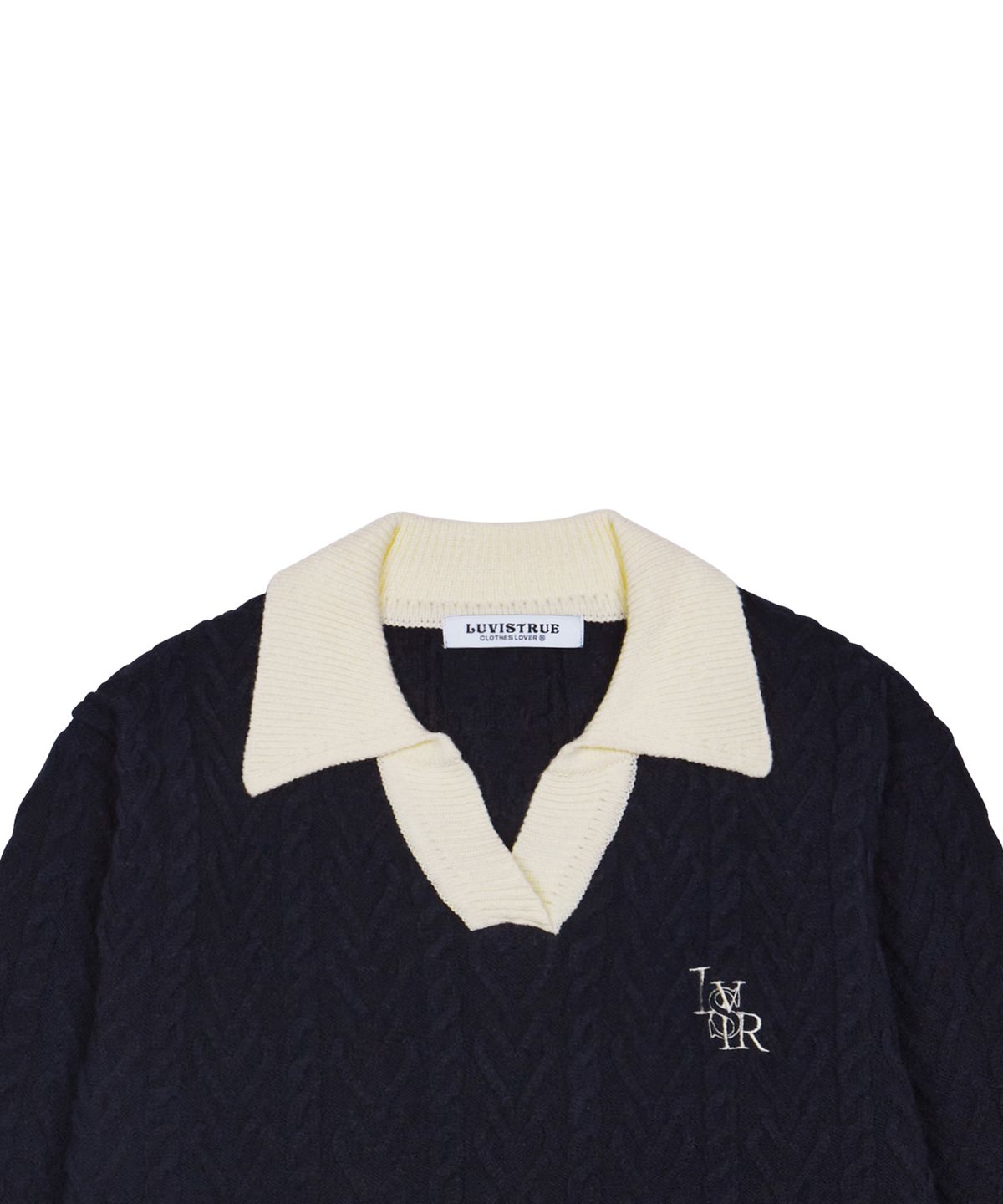 러브이즈트루(LUVISTRUE) CH LOGO COLLAR KNIT(NAVY)