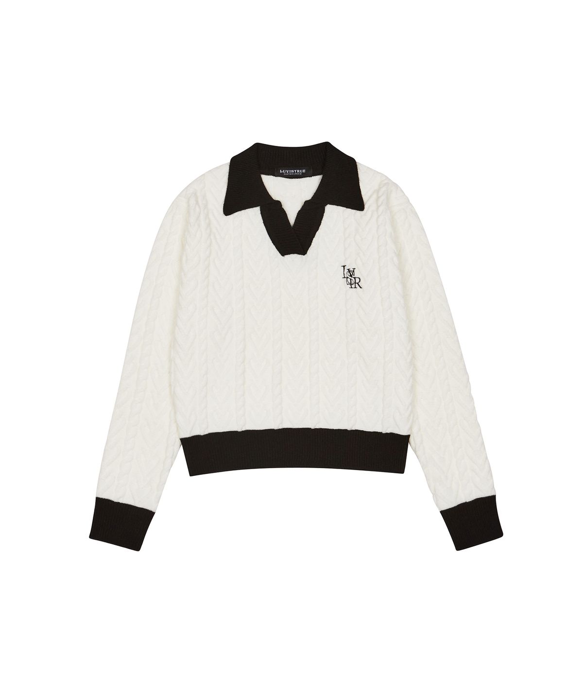 러브이즈트루(LUVISTRUE) CH LOGO COLLAR KNIT(WHITE)