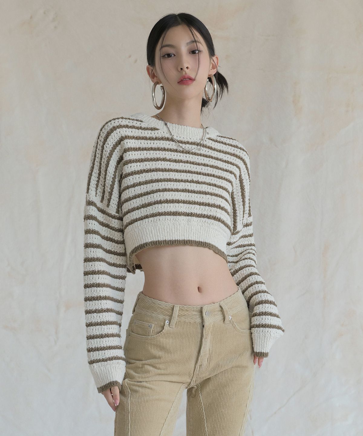어반드레스(AVANDRESS) Didier Stripe Cropped Knit - 2COL