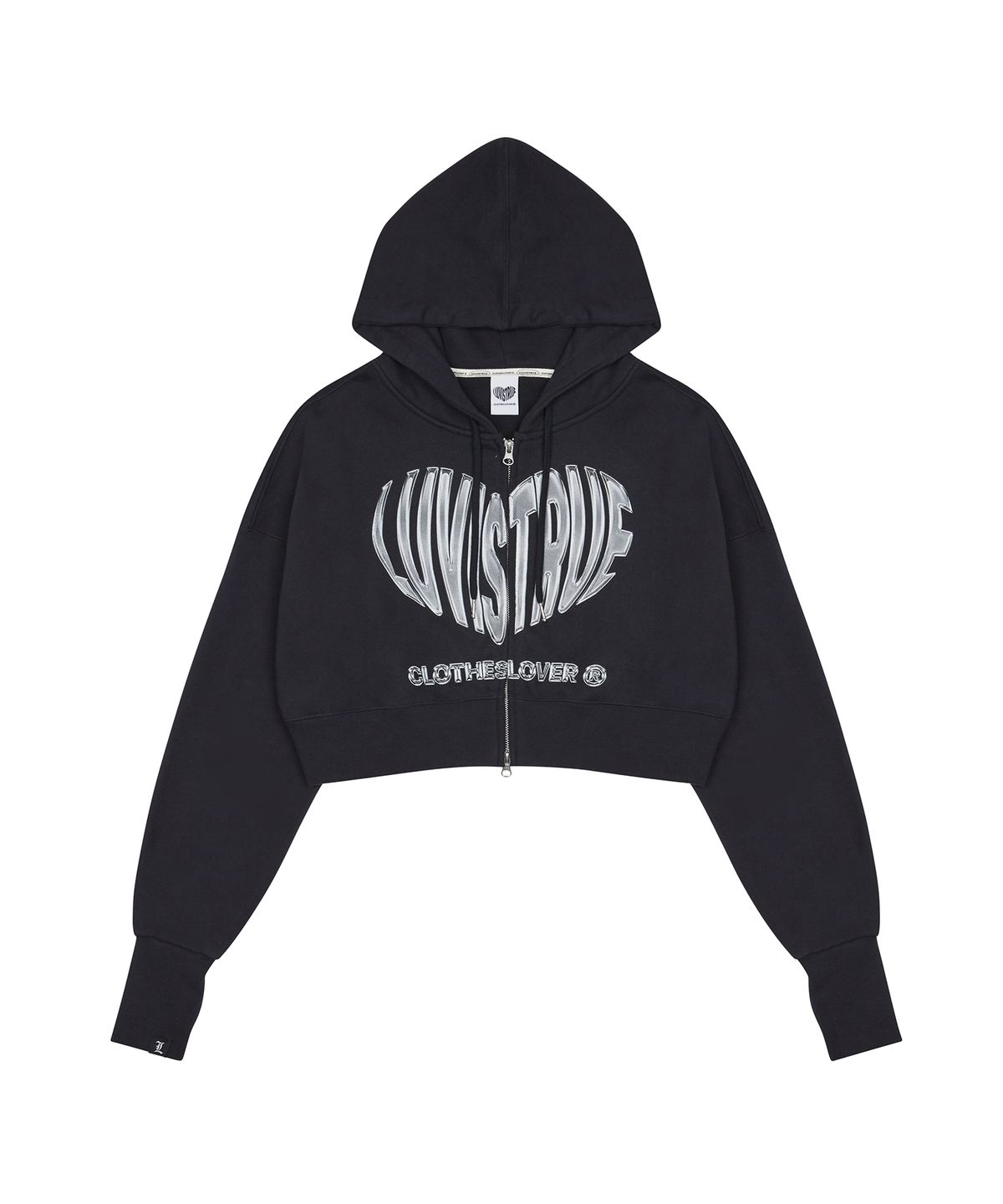 러브이즈트루(LUVISTRUE) CH 2-WAY CROP HOOD ZIP UP(NAVY)