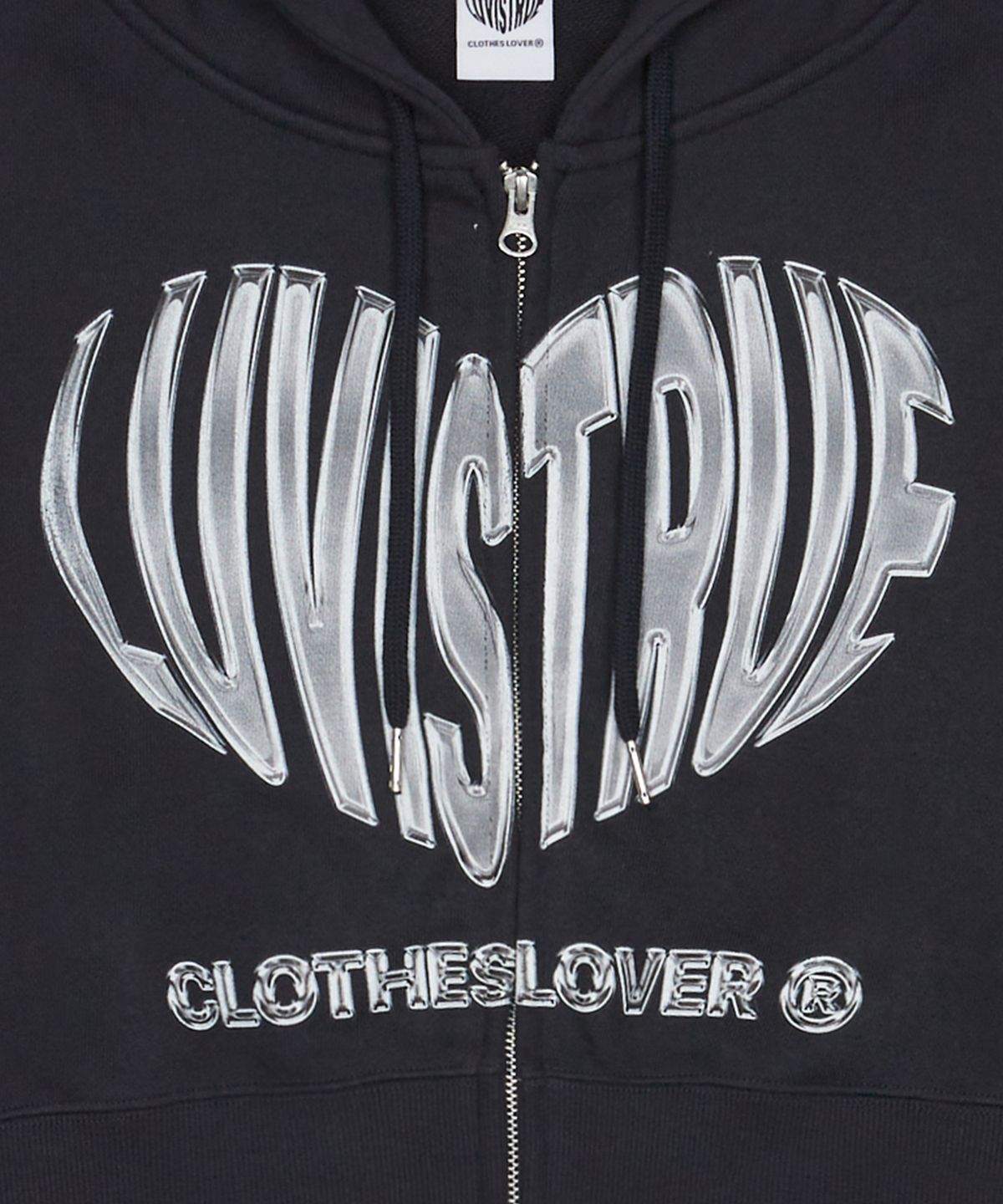 러브이즈트루(LUVISTRUE) CH 2-WAY CROP HOOD ZIP UP(NAVY)