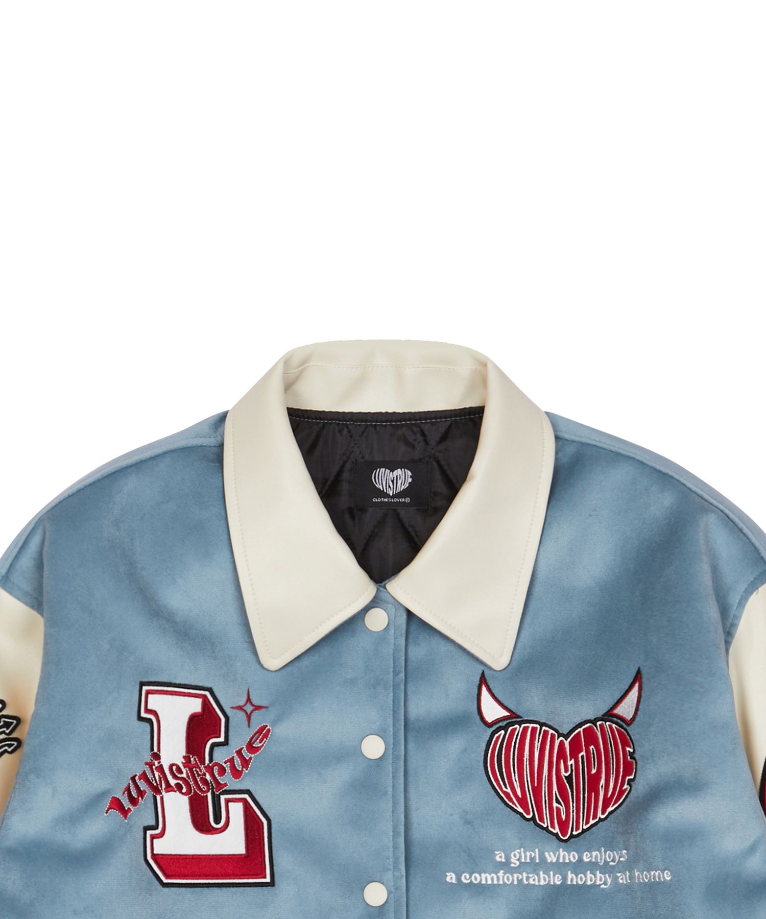 MUSINSA | LUV IS TRUE CH DEVIL VARSITY JACKET_BLUE