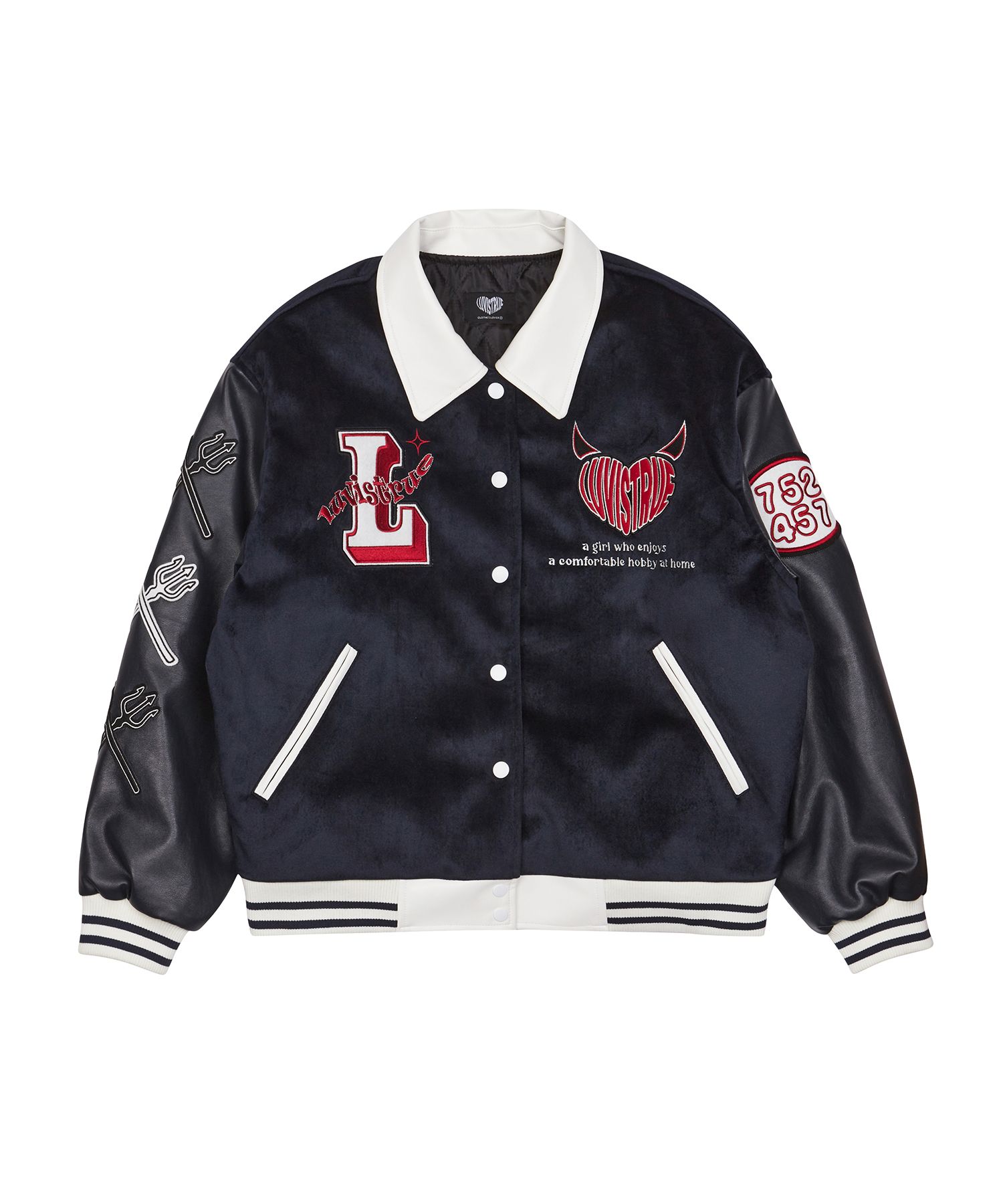 LUV IS TRUE ■ CH DEVIL VARSITY JACKET ジャケット MUSINSA | LUV IS TRUE CH DEVIL VARSITY JACKET(NAVY)