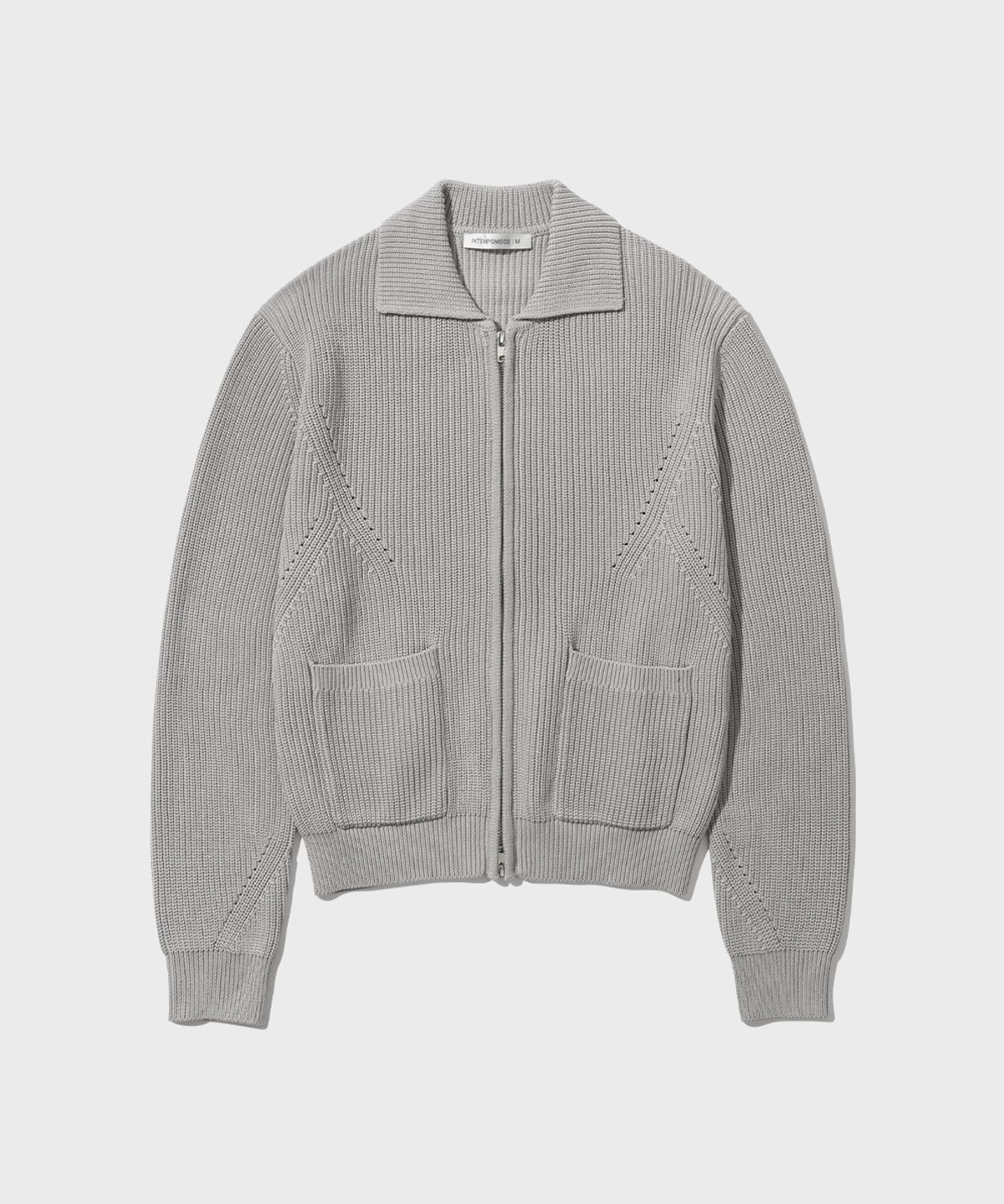 인템포무드(INTEMPOMOOD) 모노톤 풀 집업 니트_다크그린