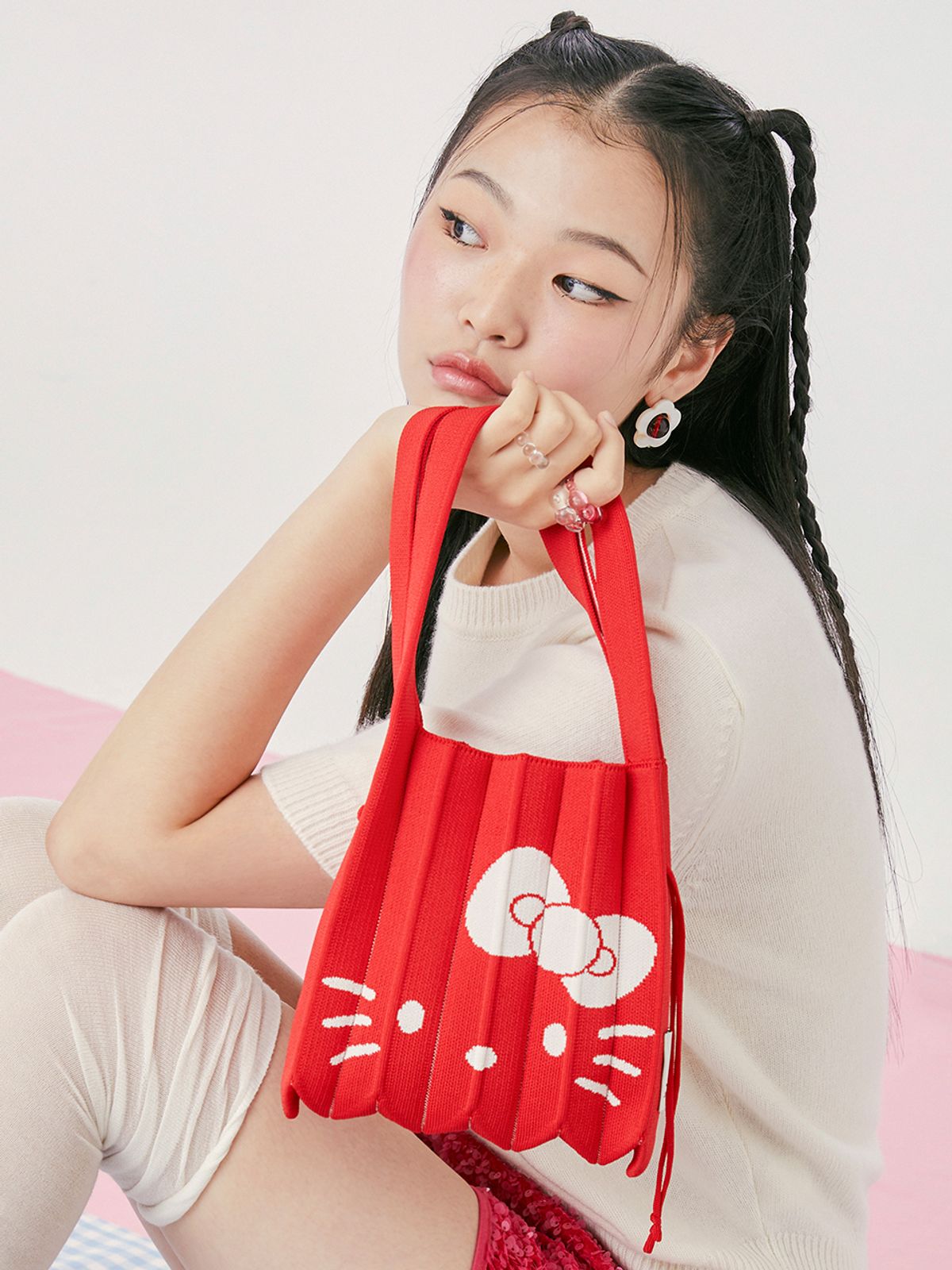 조셉앤스테이시(JOSEPH&STACEY) Lucky Pleats Knit S Hello Kitty Barbados Red