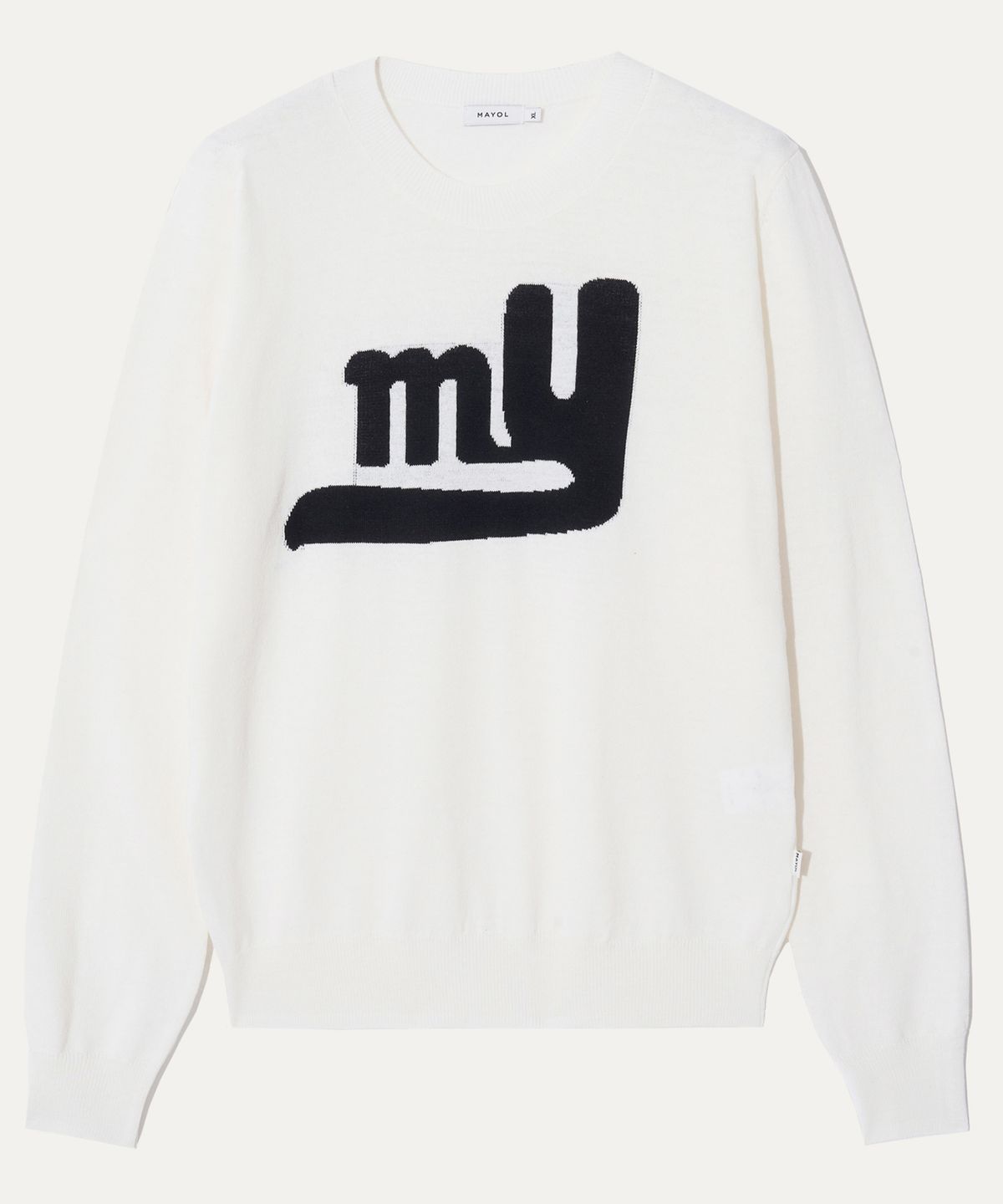 마욜(MAYOL) MY 로고 인타샤 라운드넥 니트_아이보리