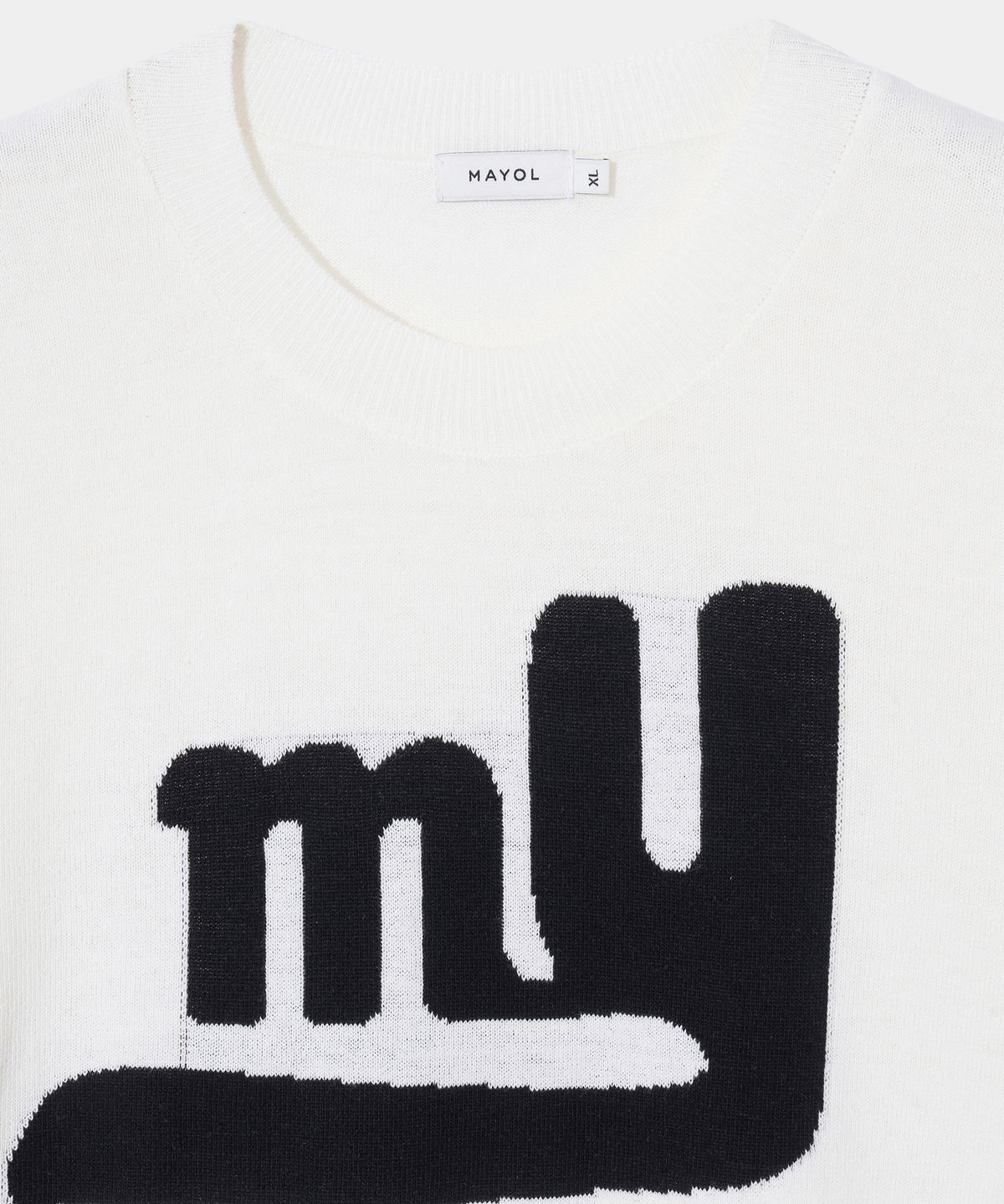 마욜(MAYOL) MY 로고 인타샤 라운드넥 니트_아이보리