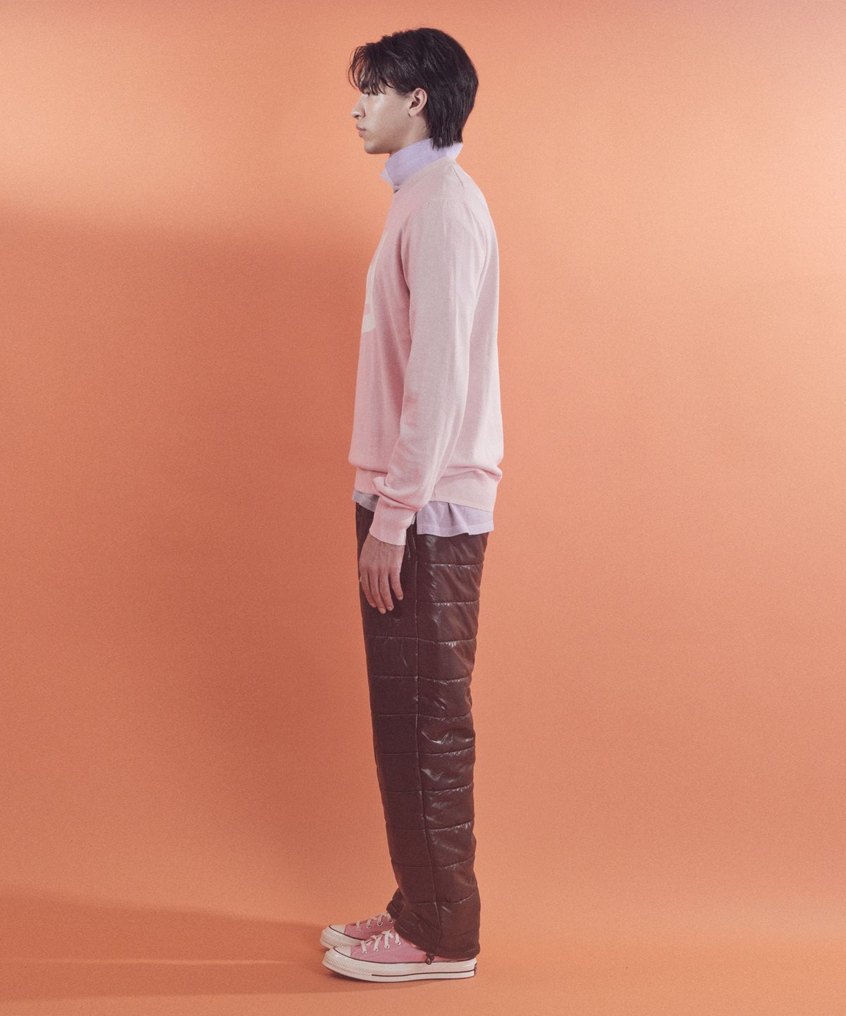 마욜(MAYOL) MY 로고 인타샤 라운드넥 니트_핑크
