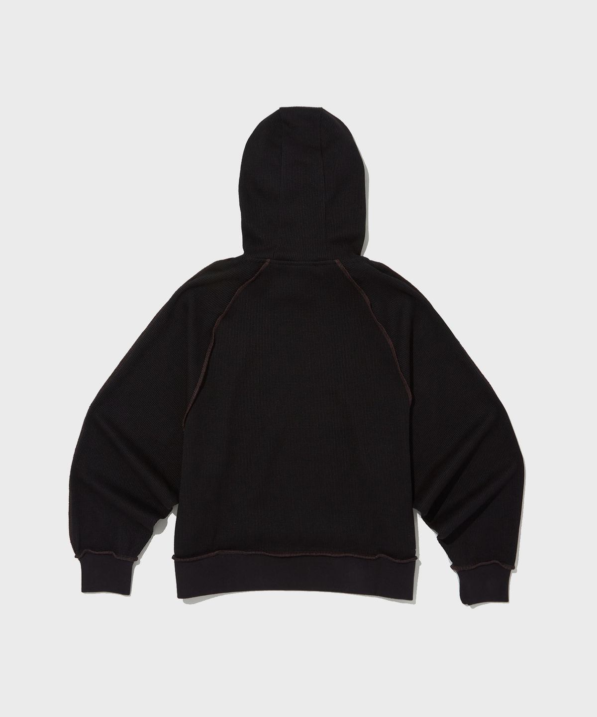 챔피온(CHAMPION) 여성 스티치 루즈핏 와플 후드 티셔츠 Black