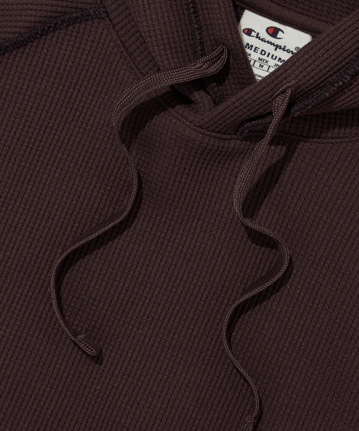 챔피온(CHAMPION) 여성 스티치 루즈핏 와플 후드 티셔츠 Normal Brown