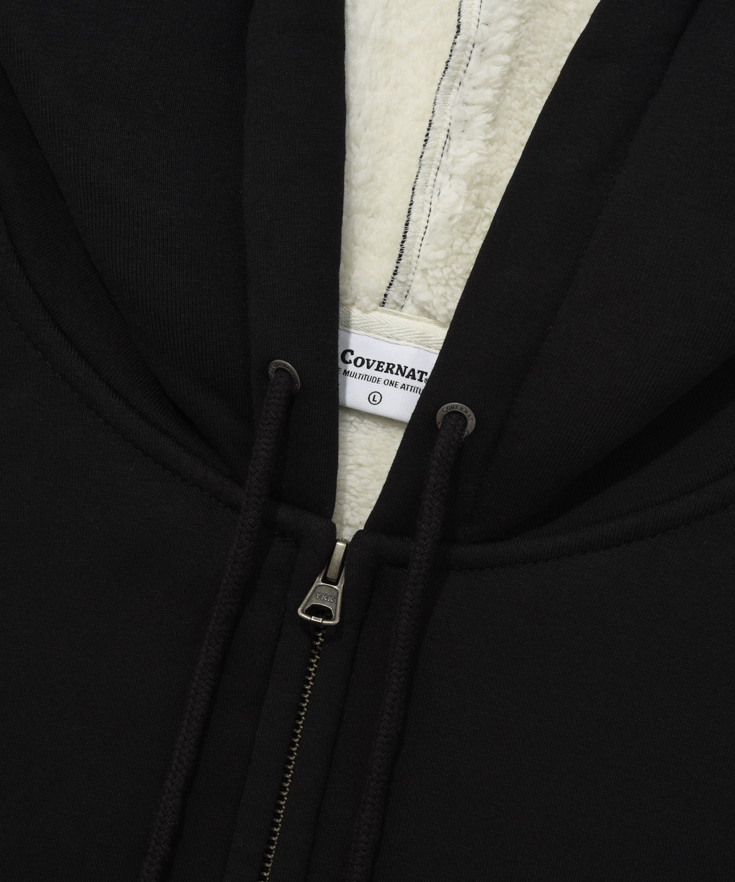 MUSINSA | COVERNAT boa hoodie zip up black