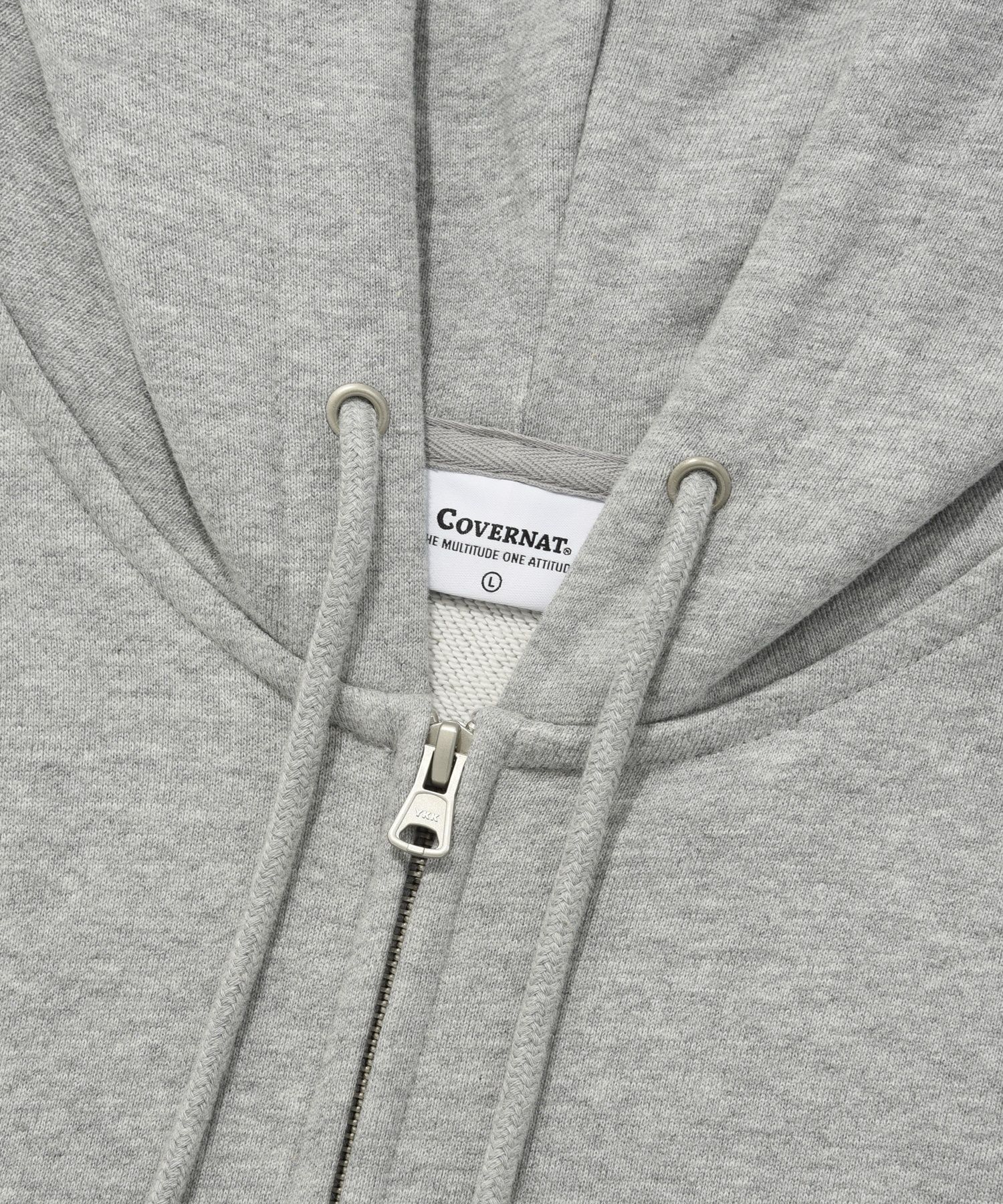 MUSINSA | COVERNAT Authentic logo hoodie zip-up melange gray