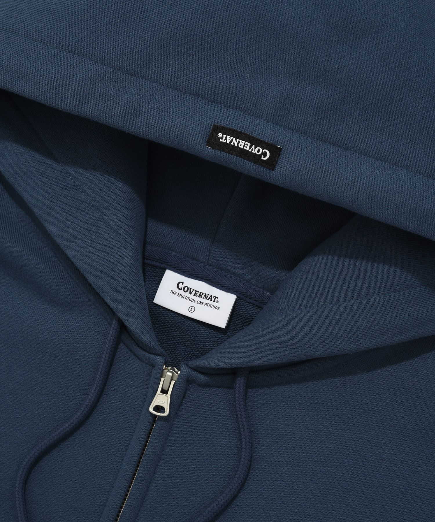 MUSINSA | COVERNAT Authentic logo hoodie zip-up dark blue
