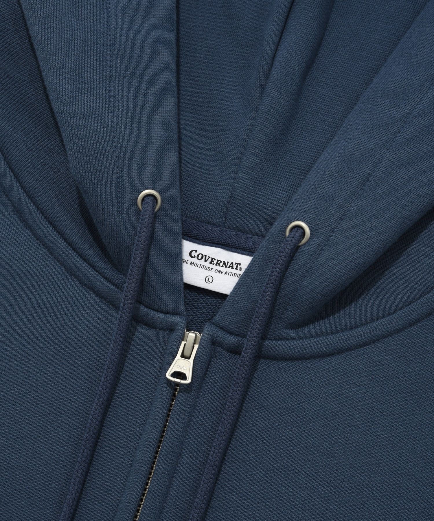 MUSINSA | COVERNAT Authentic logo hoodie zip-up dark blue
