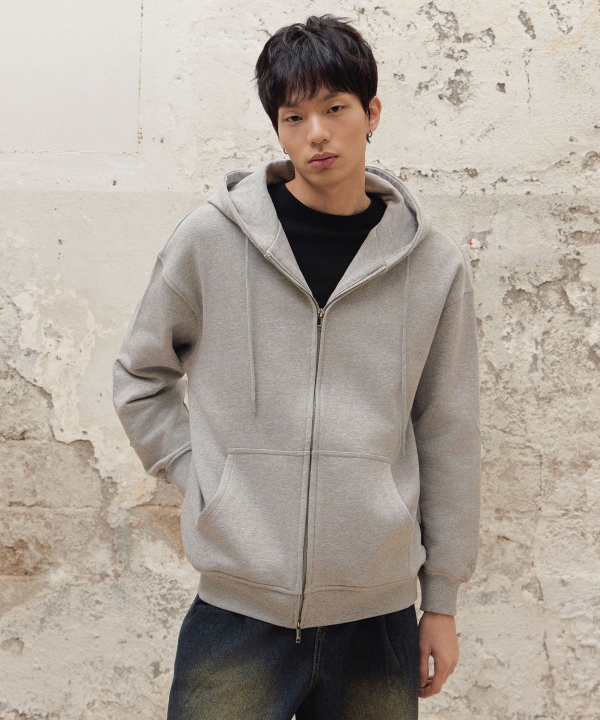 에이지오디(AGOD) 2_WAY 스웨트 후디드 집업 [그레이]