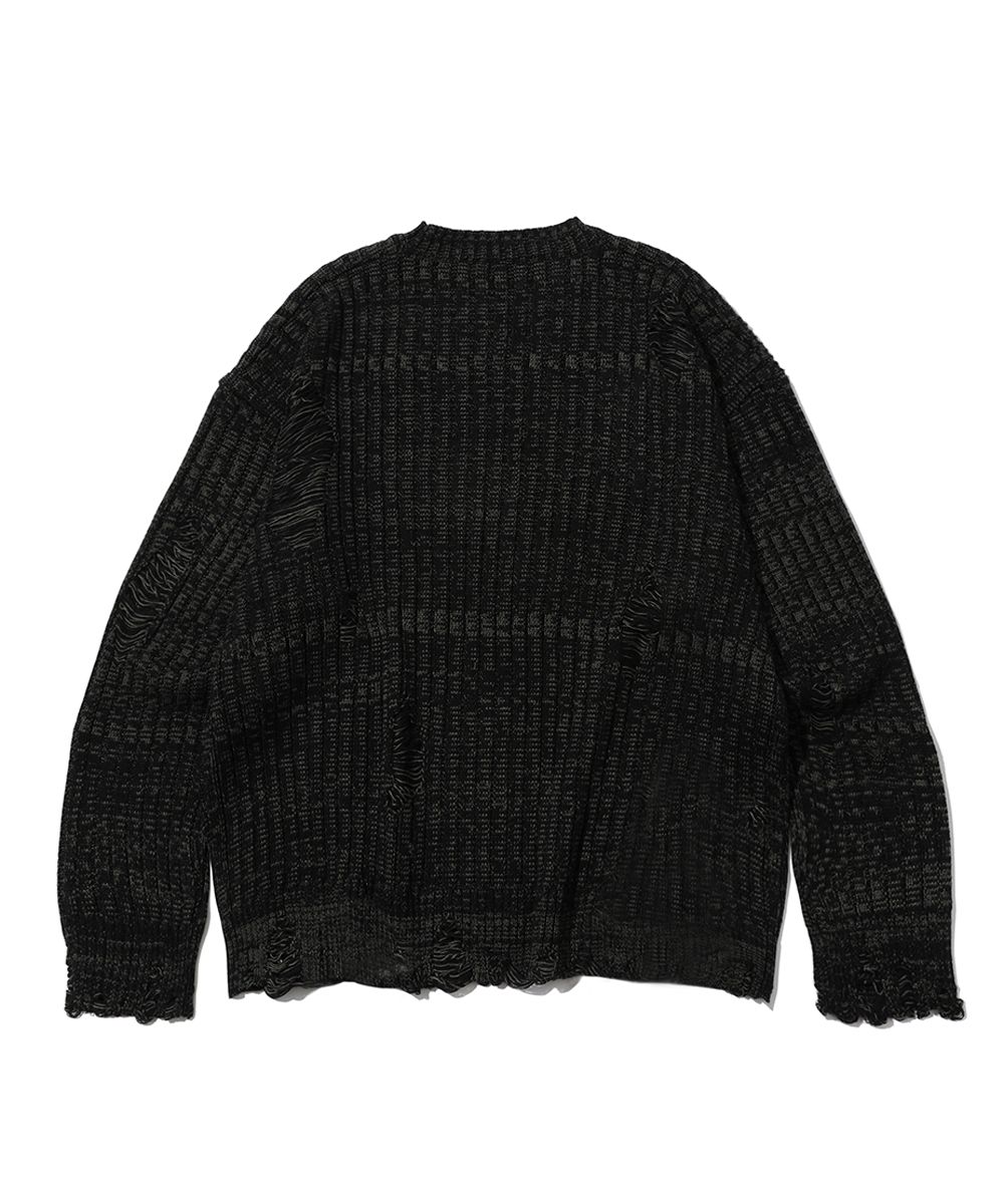 MUSINSA | MAINBOOTH Fragile Club Damage Sweater(BLACK)
