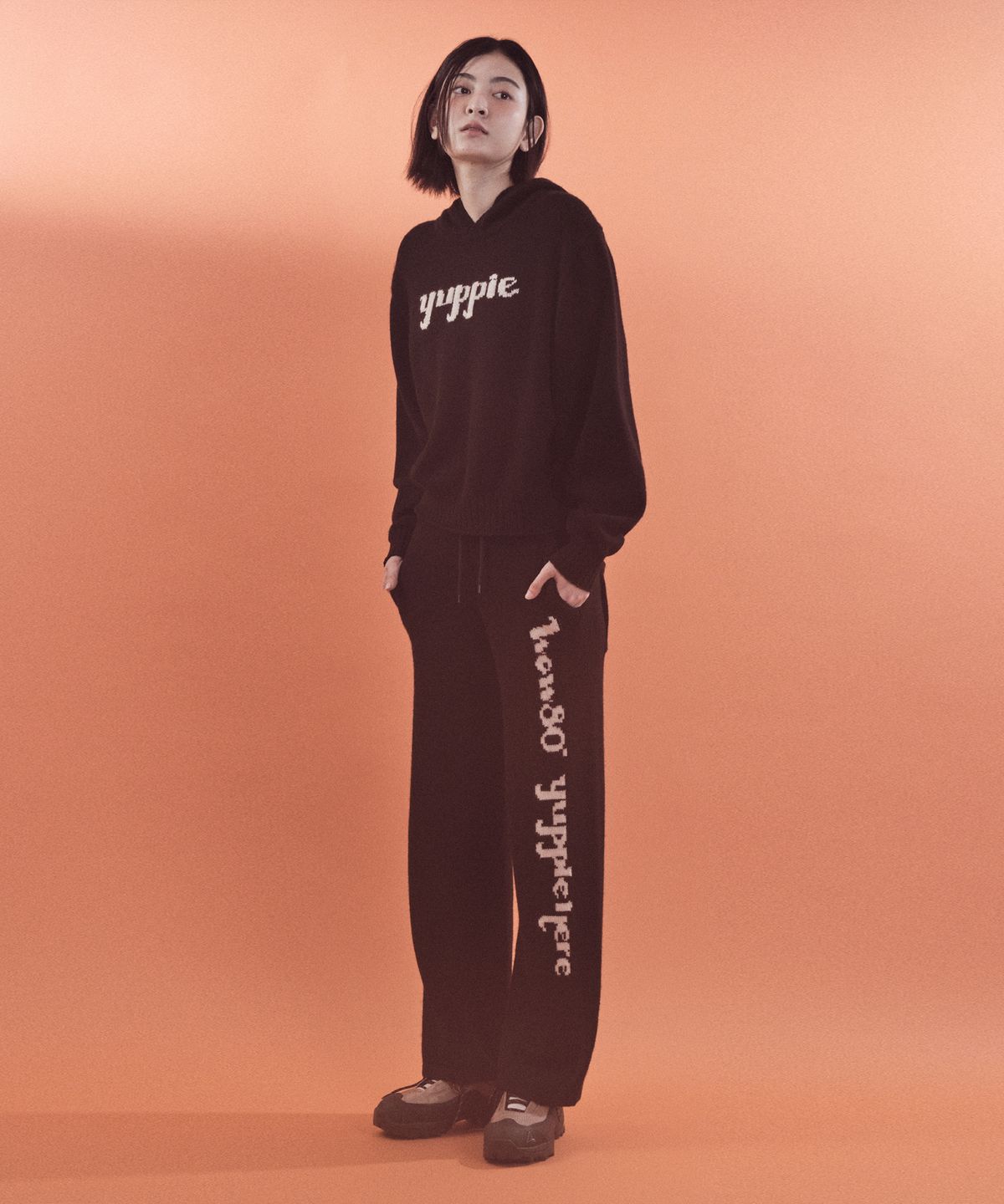 마욜(MAYOL) 여성 yuppie 니트 후드 풀오버_블랙