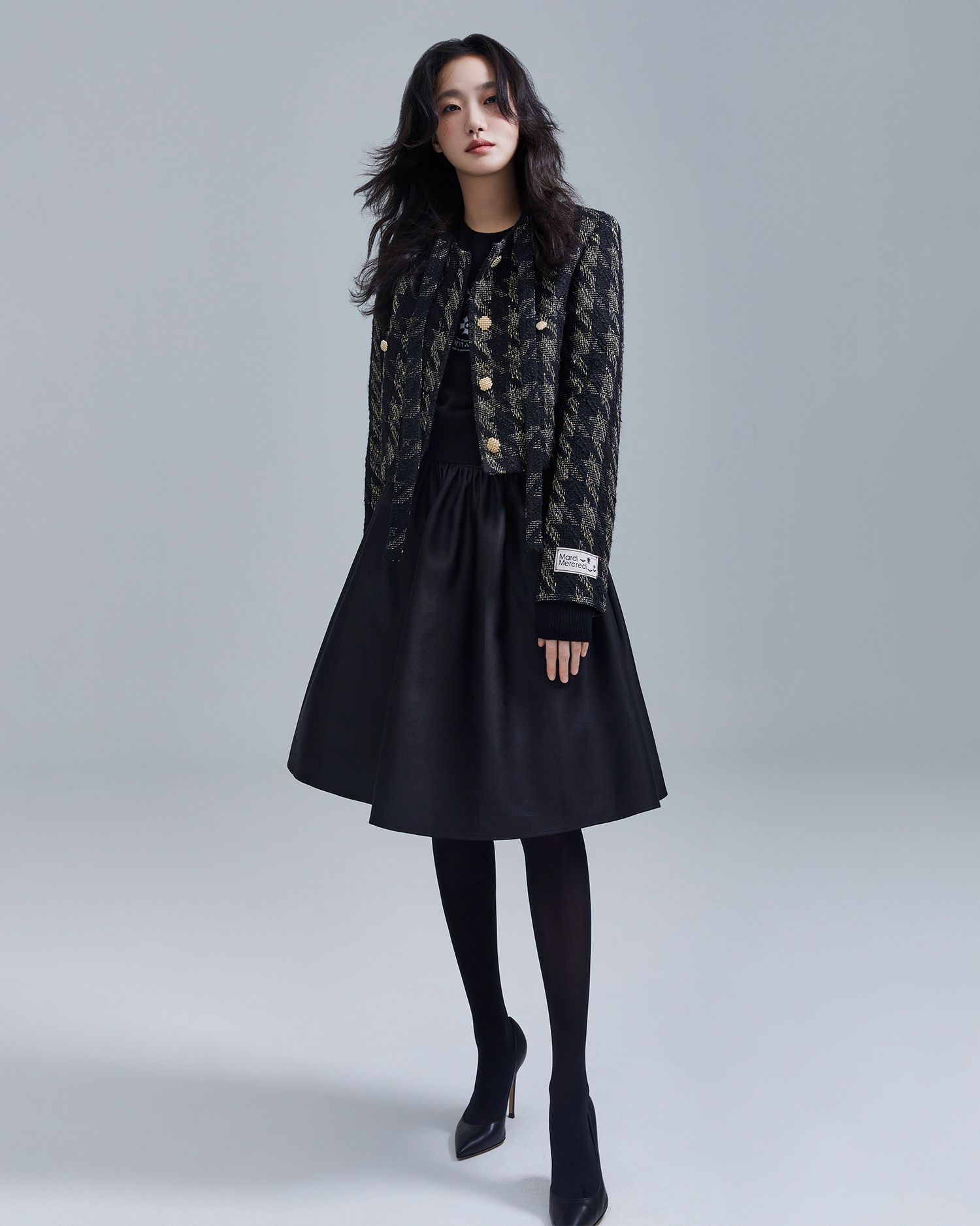 MUSINSA公式 | MARDI MERCREDI VOLUME MIDI SKIRT CRAPE_BLACK IVORY