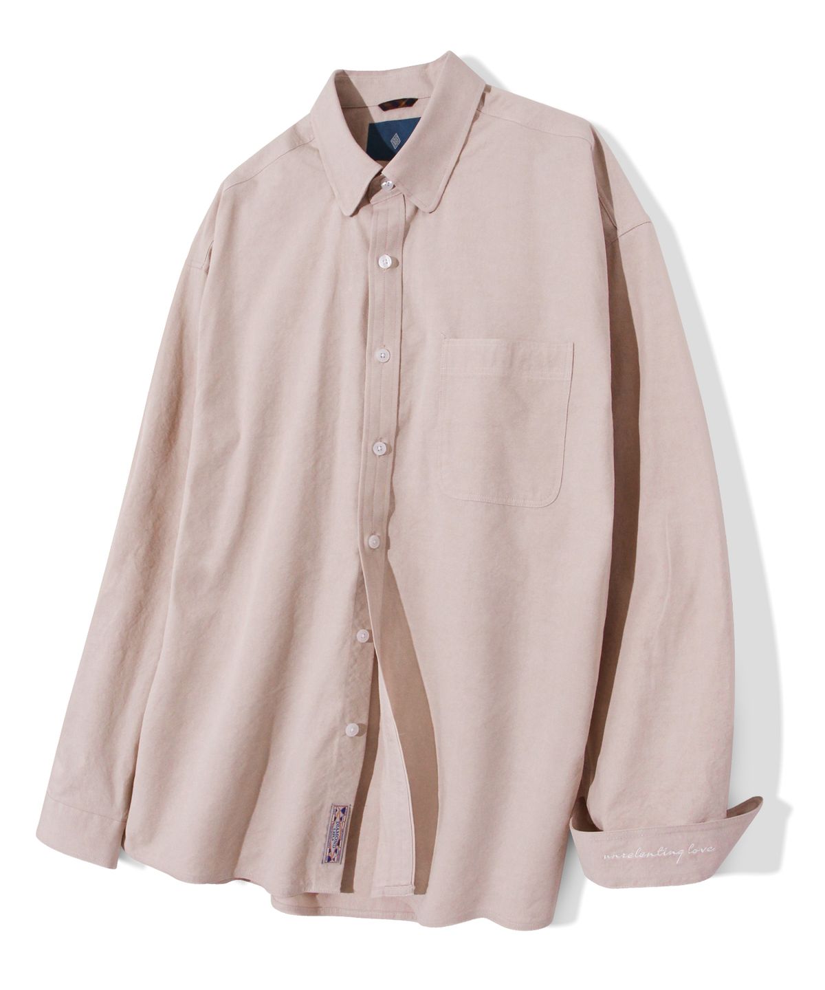 다이아몬드 레이라(DIAMOND LAYLA) Double Stitch Button-Down Semi Oversized Fit Shirt S129 - Dusty Pink
