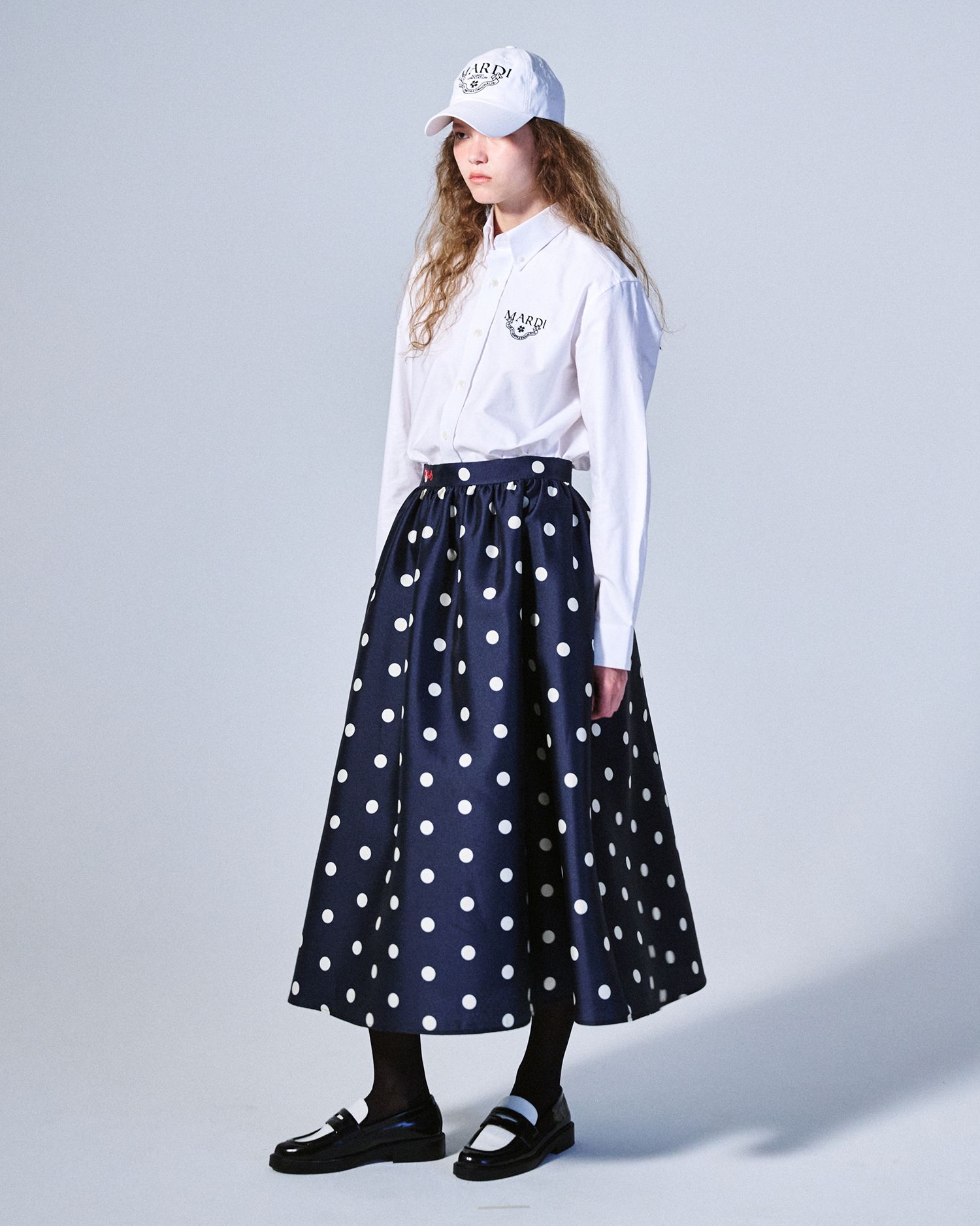 MUSINSA | MARDI MERCREDI VOLUME MAXI SKIRT CRAPE DOT_NAVY RED
