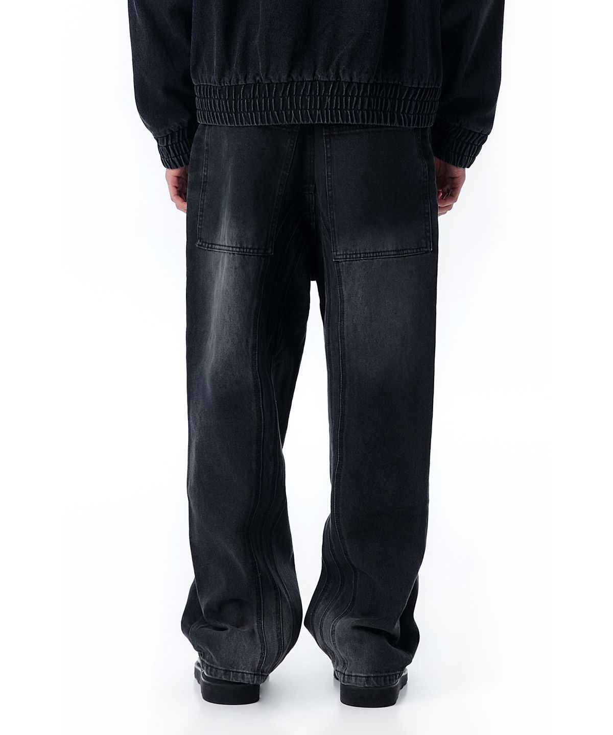 오픈야드(오와이)(OPENYARD(OY)) C.B WAVE LINE WASHED ZIPPER JEANS-BLACK