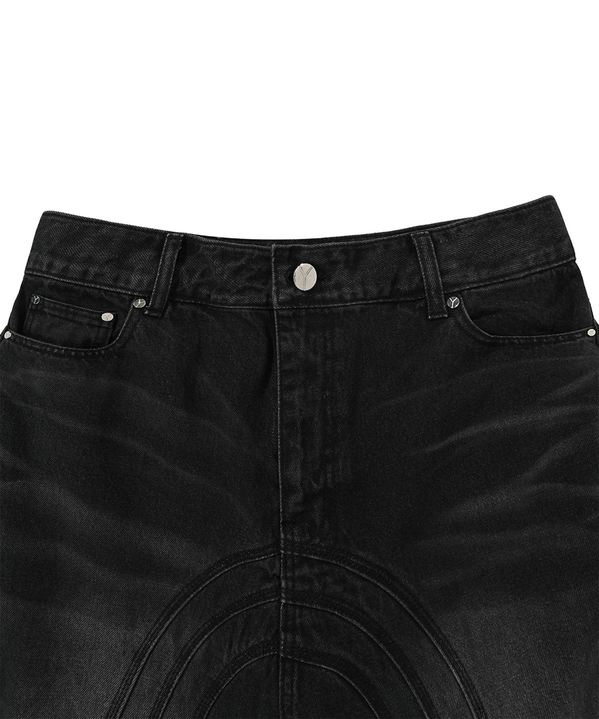 오픈야드(오와이)(OPENYARD(OY)) C.B WAVE LINE WASHED ZIPPER JEANS-BLACK