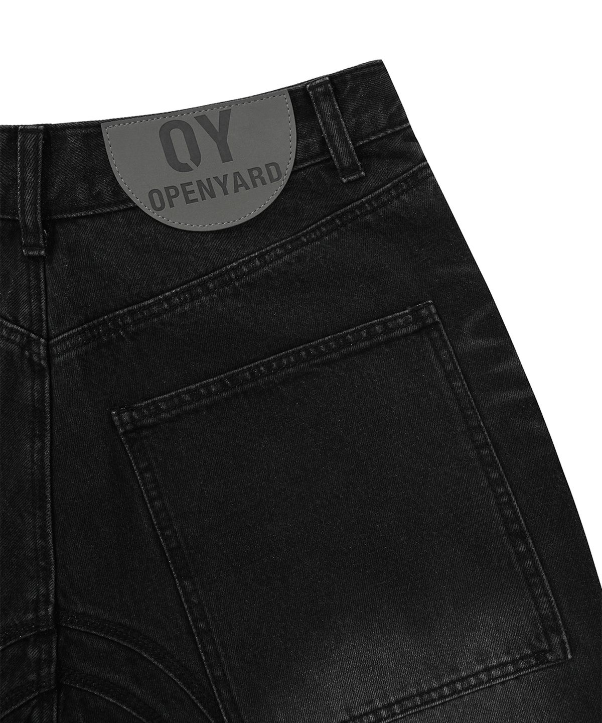 오픈야드(오와이)(OPENYARD(OY)) C.B WAVE LINE WASHED ZIPPER JEANS-BLACK