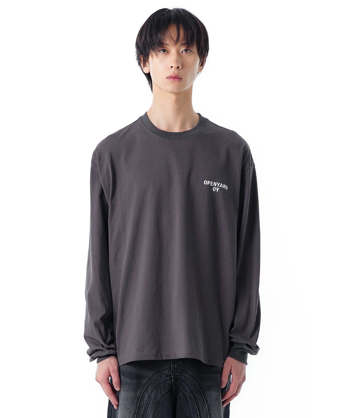 오픈야드(오와이)(OPENYARD(OY)) SPREAD LOGO LONG SLEEVE-DUST GREY