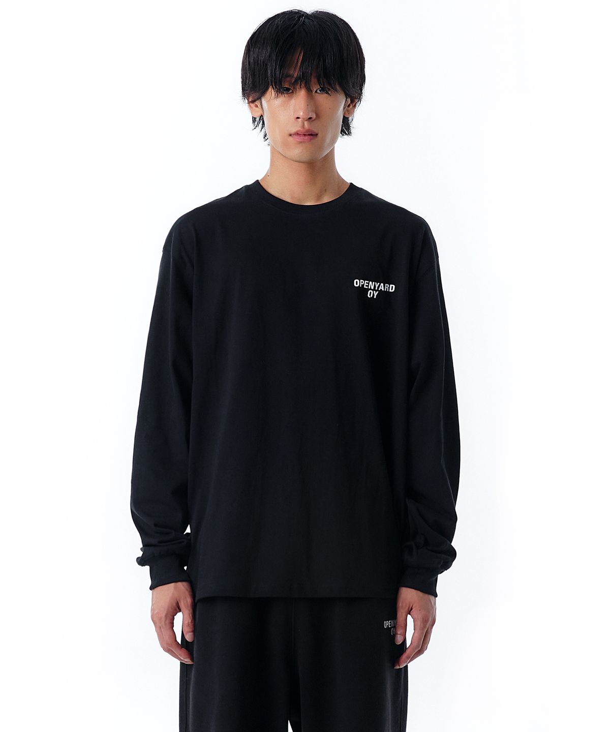 오픈야드(오와이)(OPENYARD(OY)) SPREAD LOGO LONG SLEEVE-BLACK
