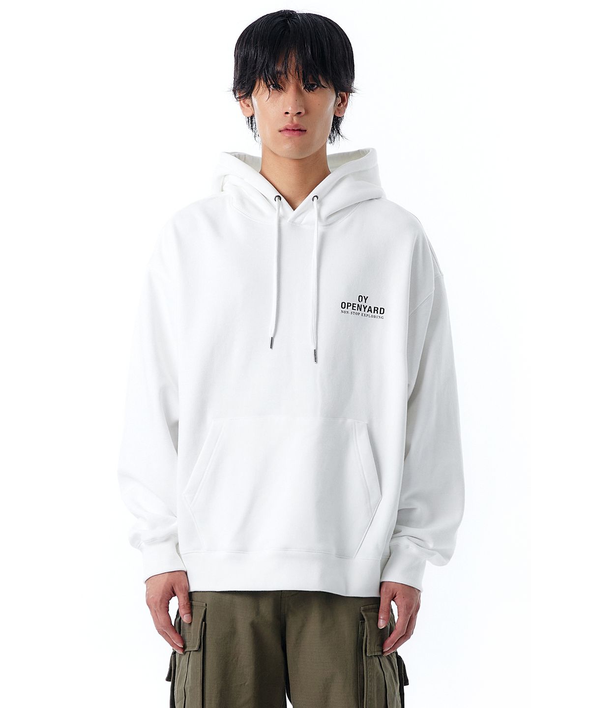 오픈야드(오와이)(OPENYARD(OY)) VINTAGE FLOWER LOGO HOODIE-WHITE