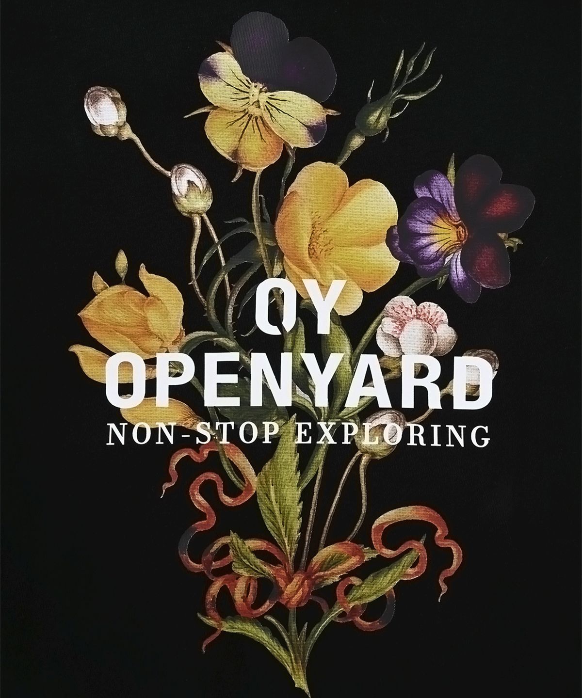 오픈야드(오와이)(OPENYARD(OY)) VINTAGE FLOWER LOGO HOODIE-BLACK
