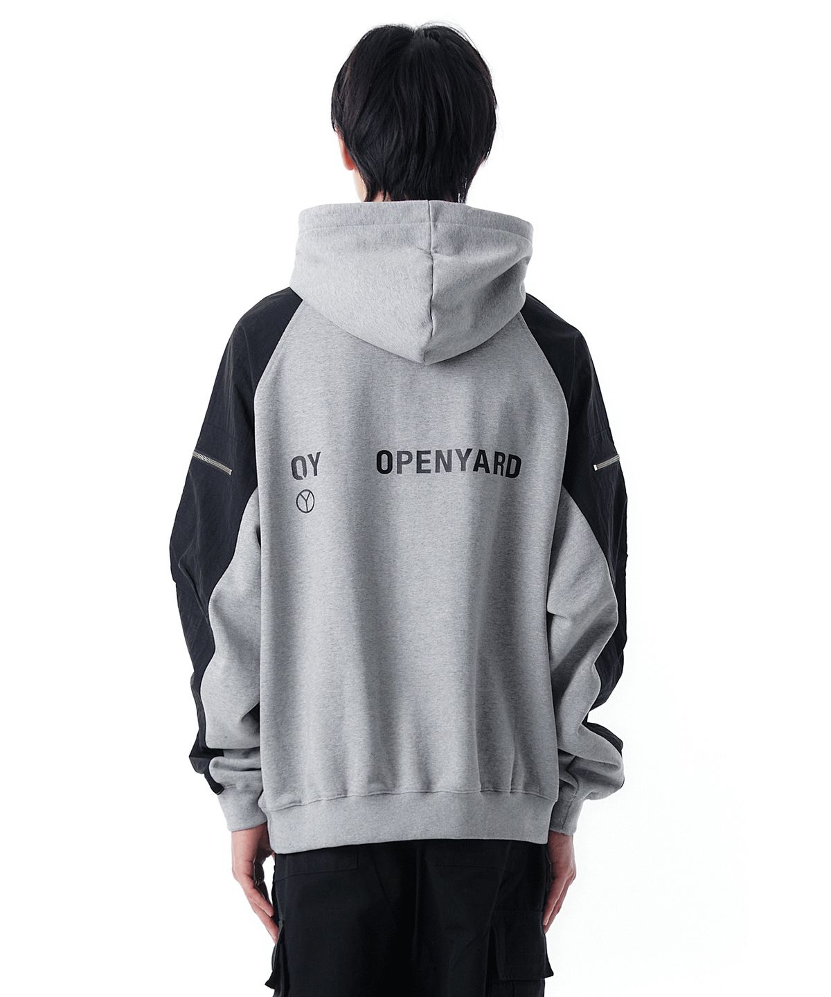 오픈야드(오와이)(OPENYARD(OY)) PANEL CONTRAST POCKET HOODIE-GREY