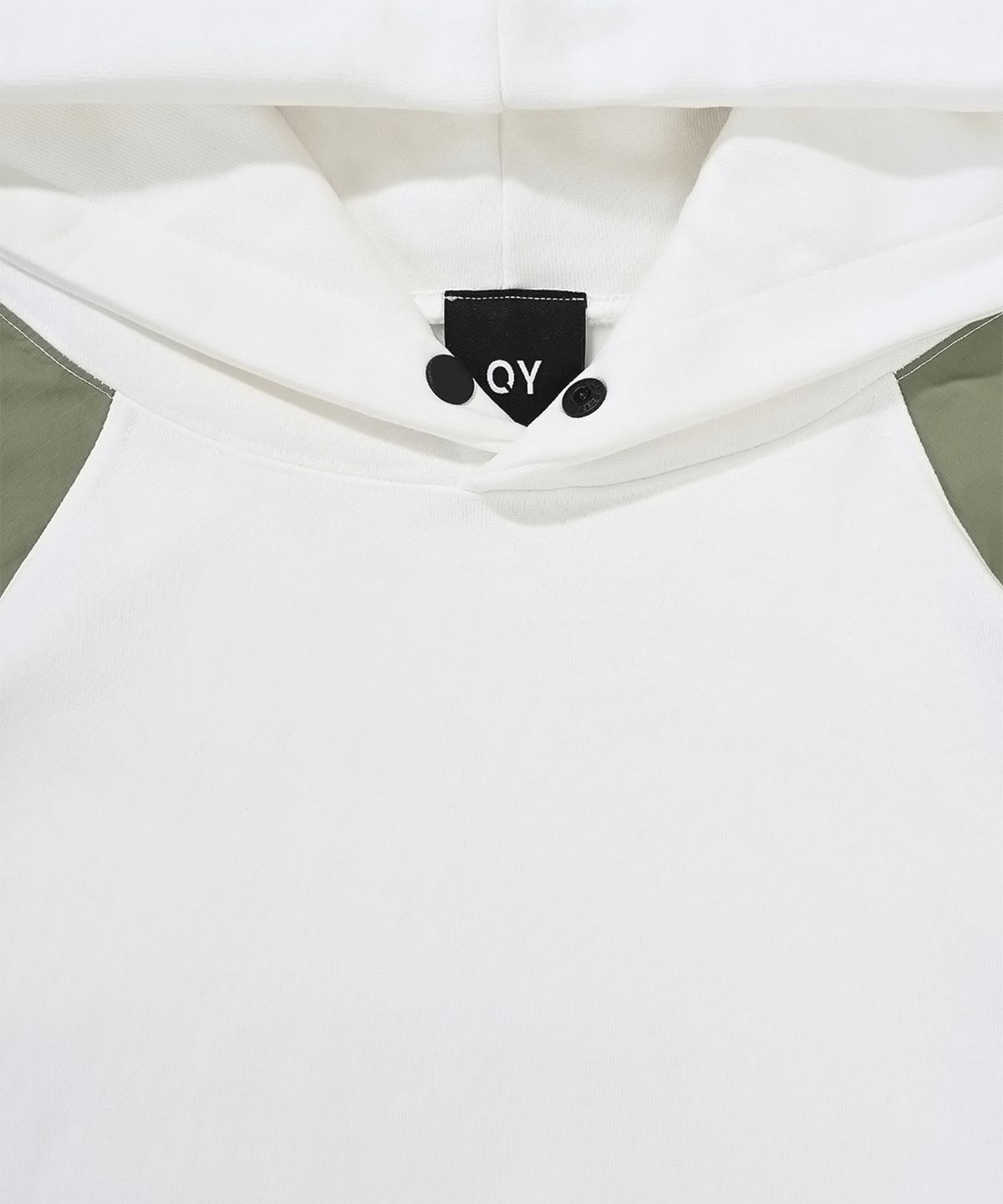 오픈야드(오와이)(OPENYARD(OY)) PANEL CONTRAST POCKET HOODIE-WHITE
