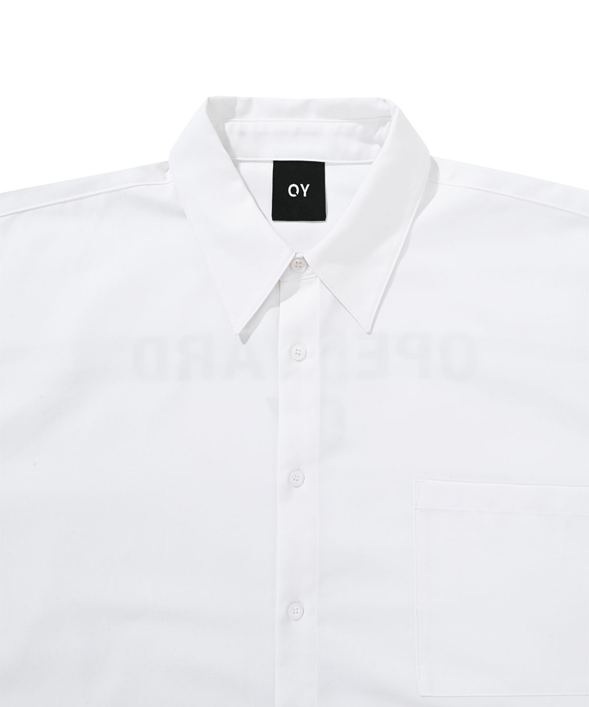 오픈야드(오와이)(OPENYARD(OY)) CURVE TAPE LOGO SHIRTS-WHITE