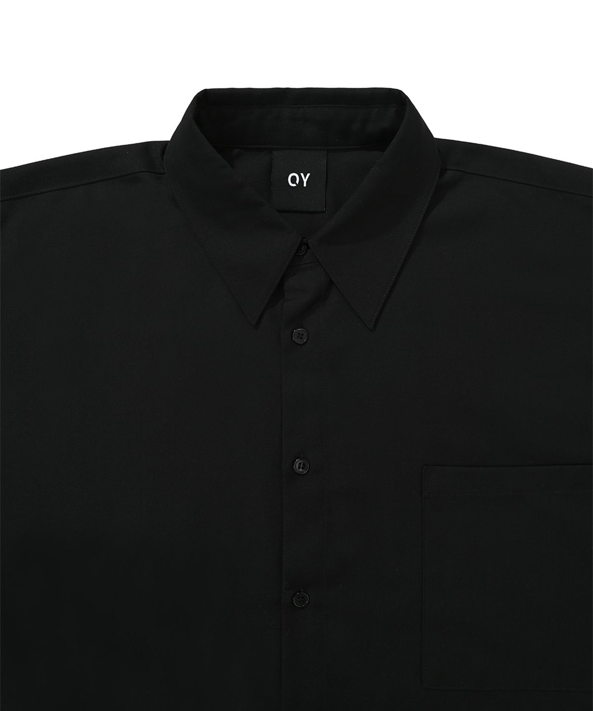 오픈야드(오와이)(OPENYARD(OY)) CURVE TAPE LOGO SHIRTS-BLACK