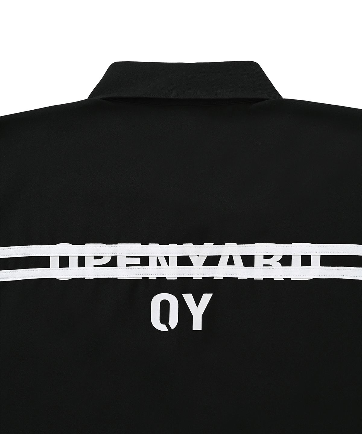 오픈야드(오와이)(OPENYARD(OY)) CURVE TAPE LOGO SHIRTS-BLACK