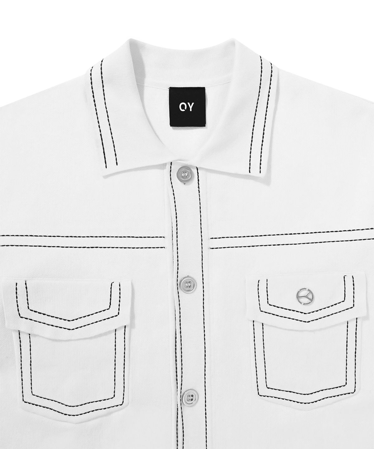 오픈야드(오와이)(OPENYARD(OY)) STITCH KNIT TRUCKER JACKET-WHITE