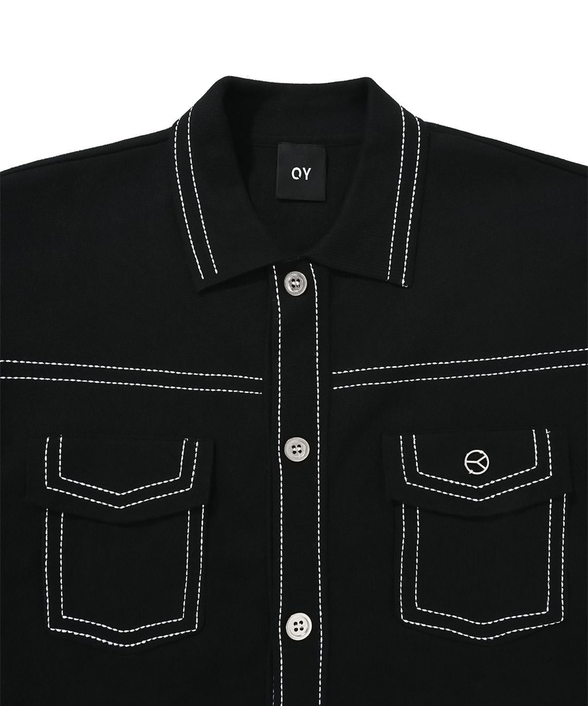 오픈야드(오와이)(OPENYARD(OY)) STITCH KNIT TRUCKER JACKET-BLACK