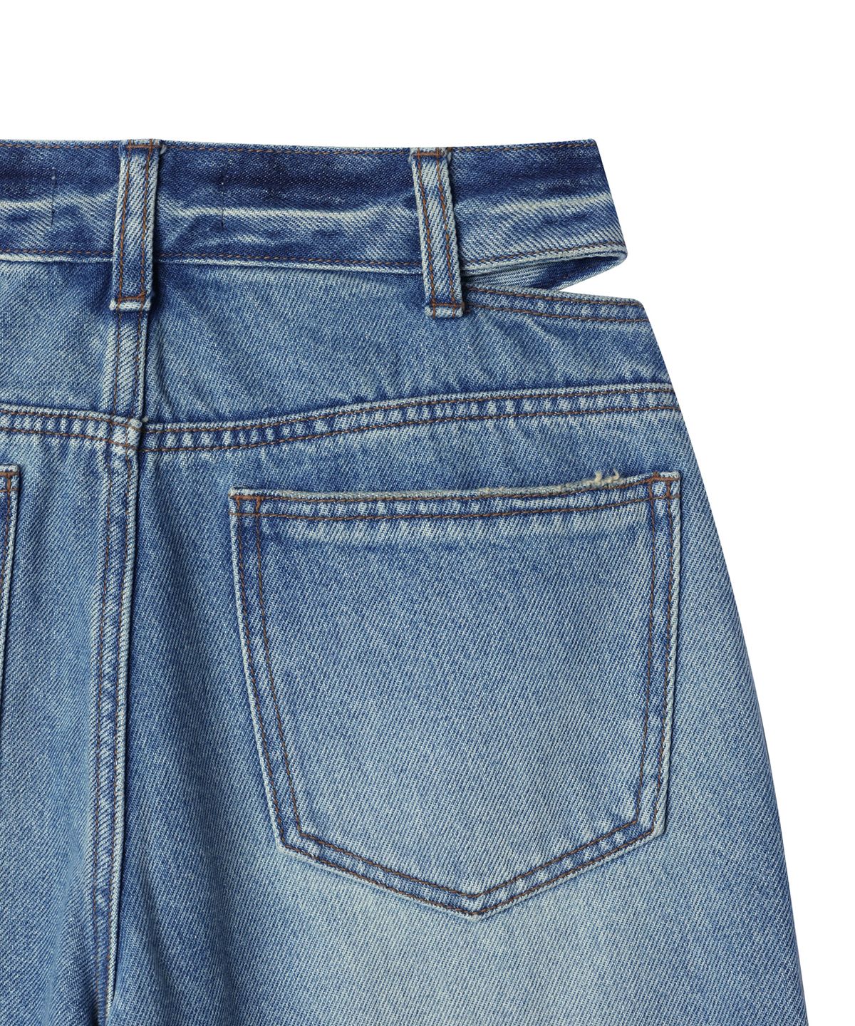 유희(YOUHEE) CUTOUT DENIM PANTS BLUE