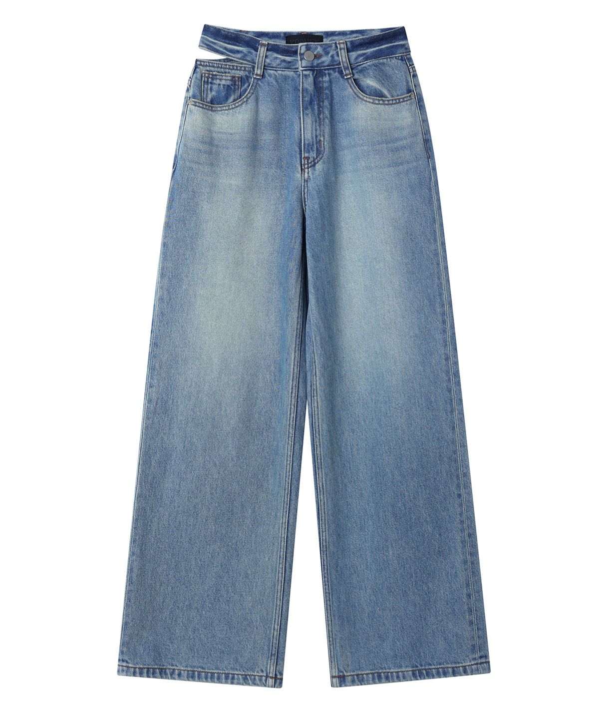 유희(YOUHEE) CUTOUT DENIM PANTS BLUE