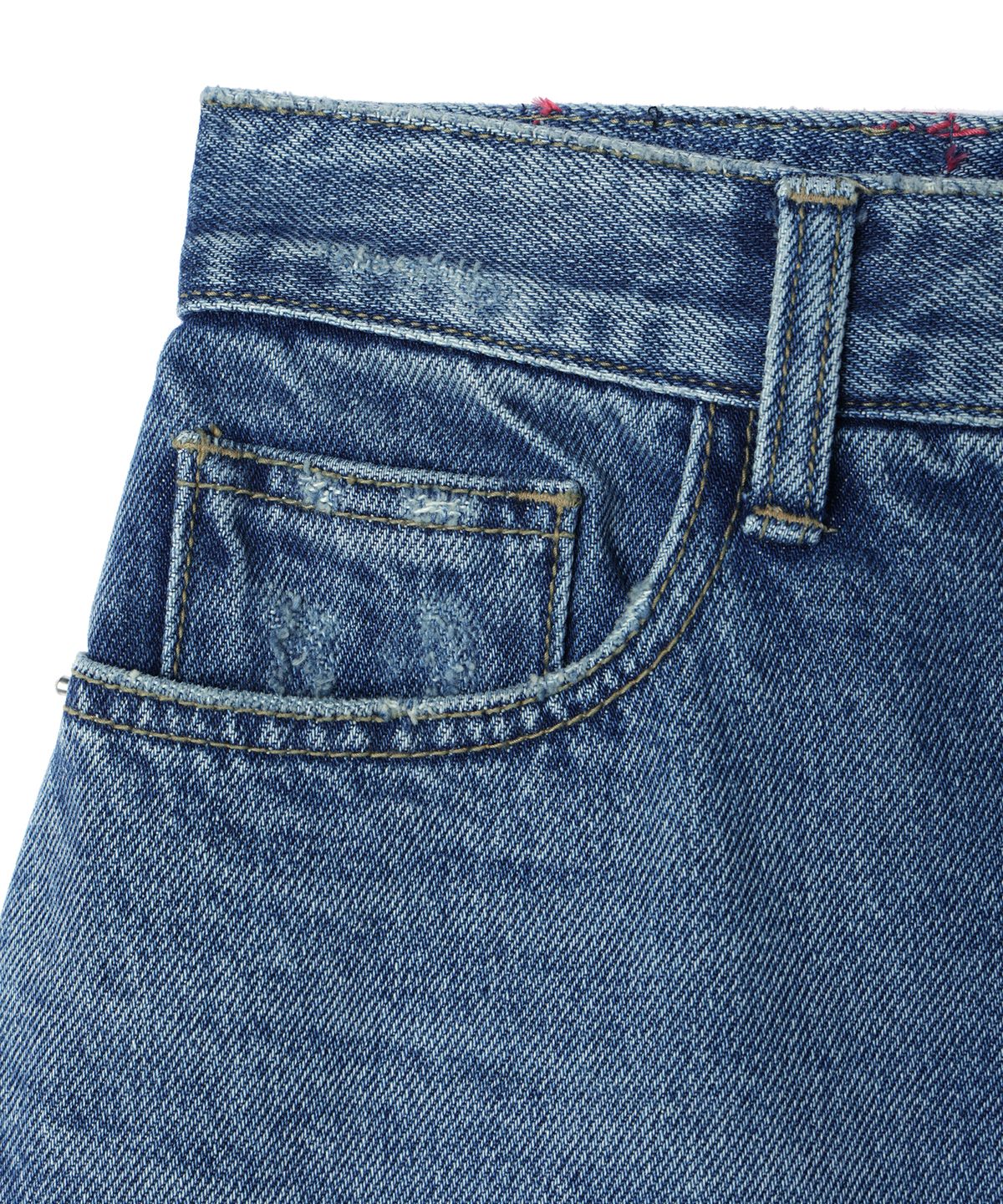 유희(YOUHEE) YOUHEE LETTERING DENIM MINI SKIRT BLUE