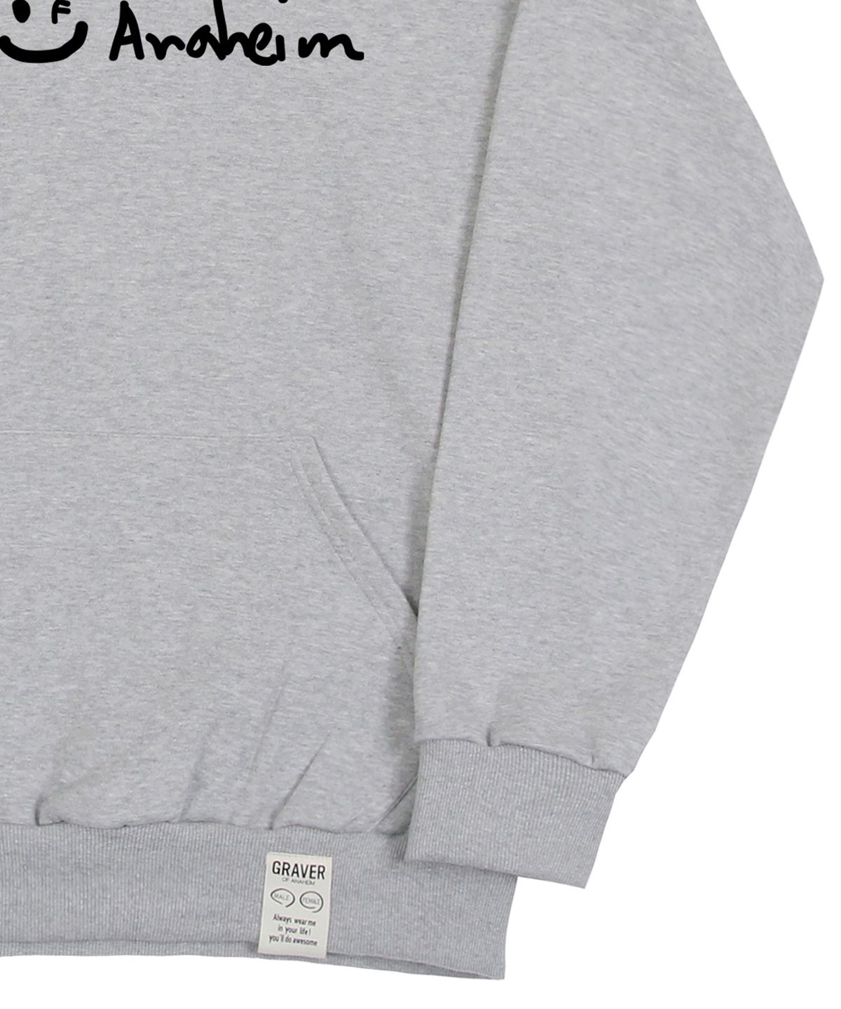 그레이버(GRAVER) [UNISEX]드로잉 로고 드로잉스마일 후드티_그레이